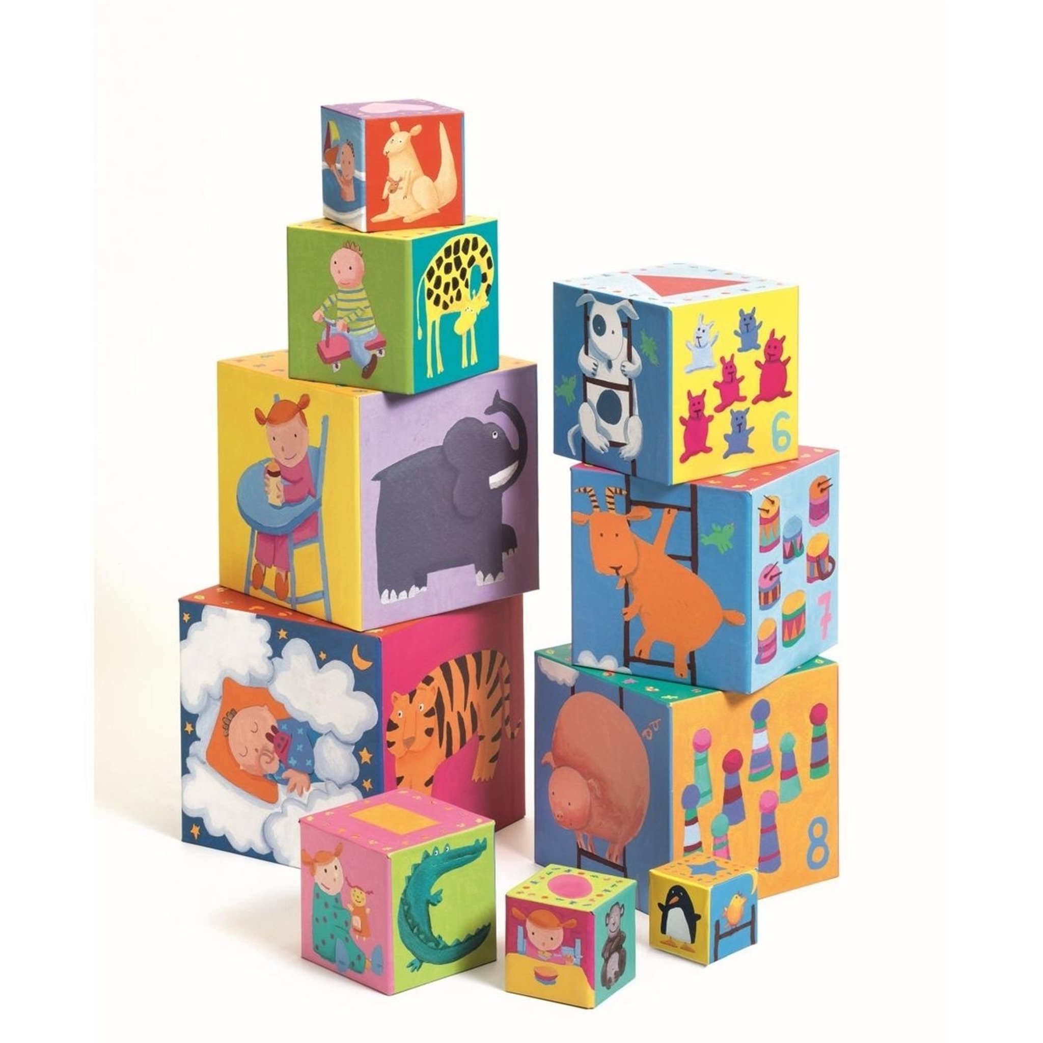 Voir la diapositive 3 : Djeco 10 cubes rigolos a empiler