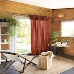 Home collection Rideau 100% coton uni. Coloris disponibles : Gris, Beige, Rouge, Rose, Bleu