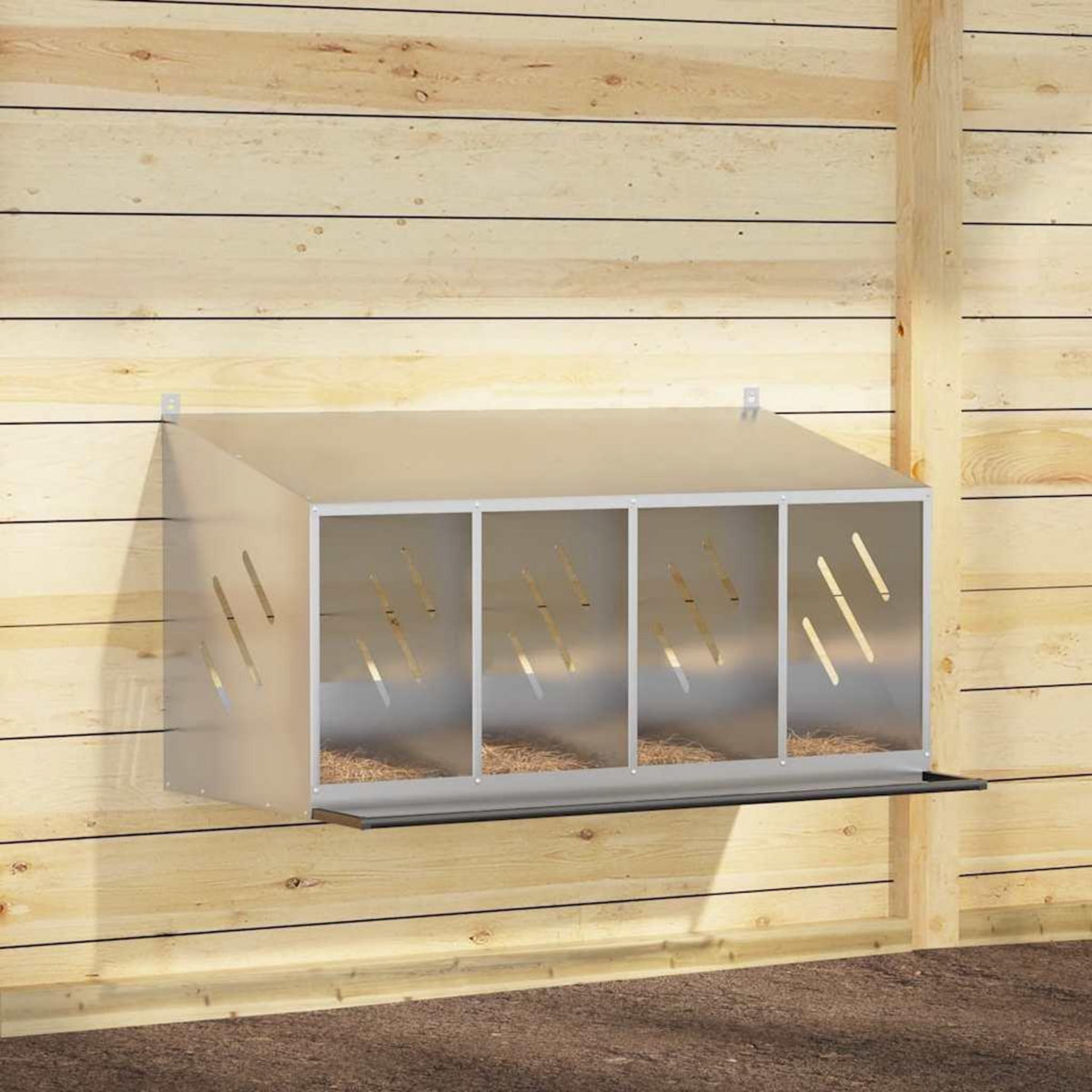 VIDAXL Nichoir de poules avec 4 compartiments Metal argente galvanise