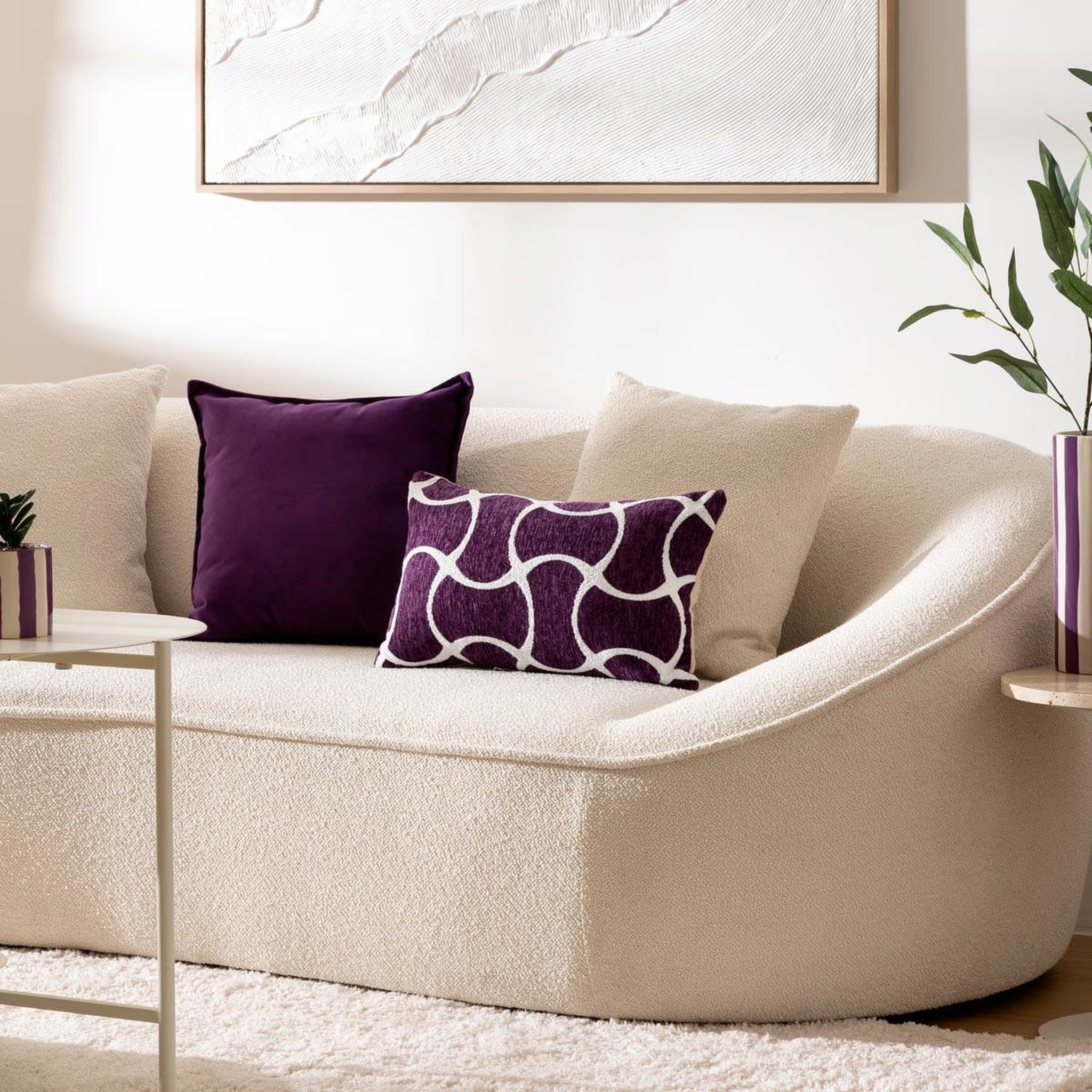 Voir la diapositive 5 : ATMOSPHERA Housse de coussin chenille  jeni  30x50cm violet