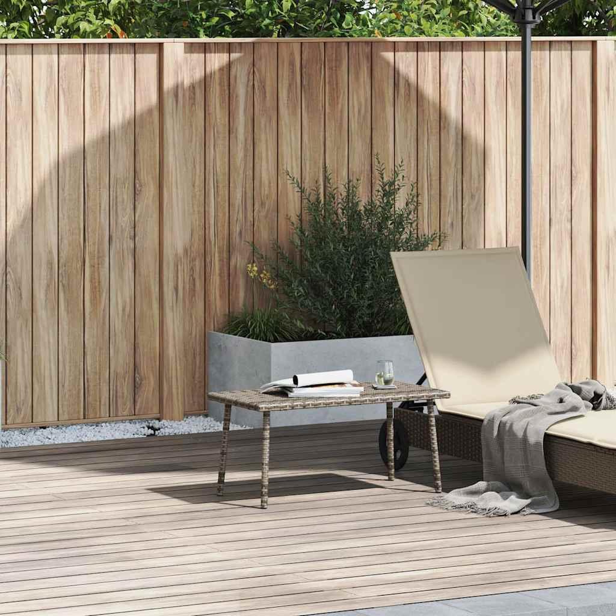 Voir la diapositive 2 : VIDAXL Table basse de jardin rectangulaire gris 80x40x37 cm rotin