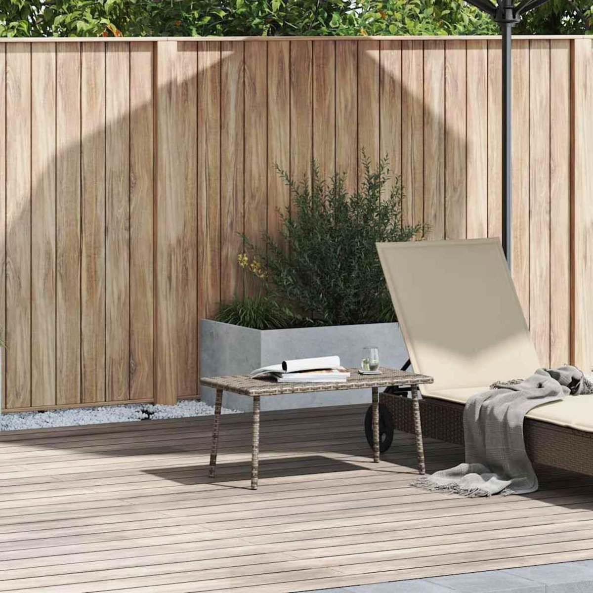 VIDAXL Table basse de jardin rectangulaire gris 80x40x37 cm rotin