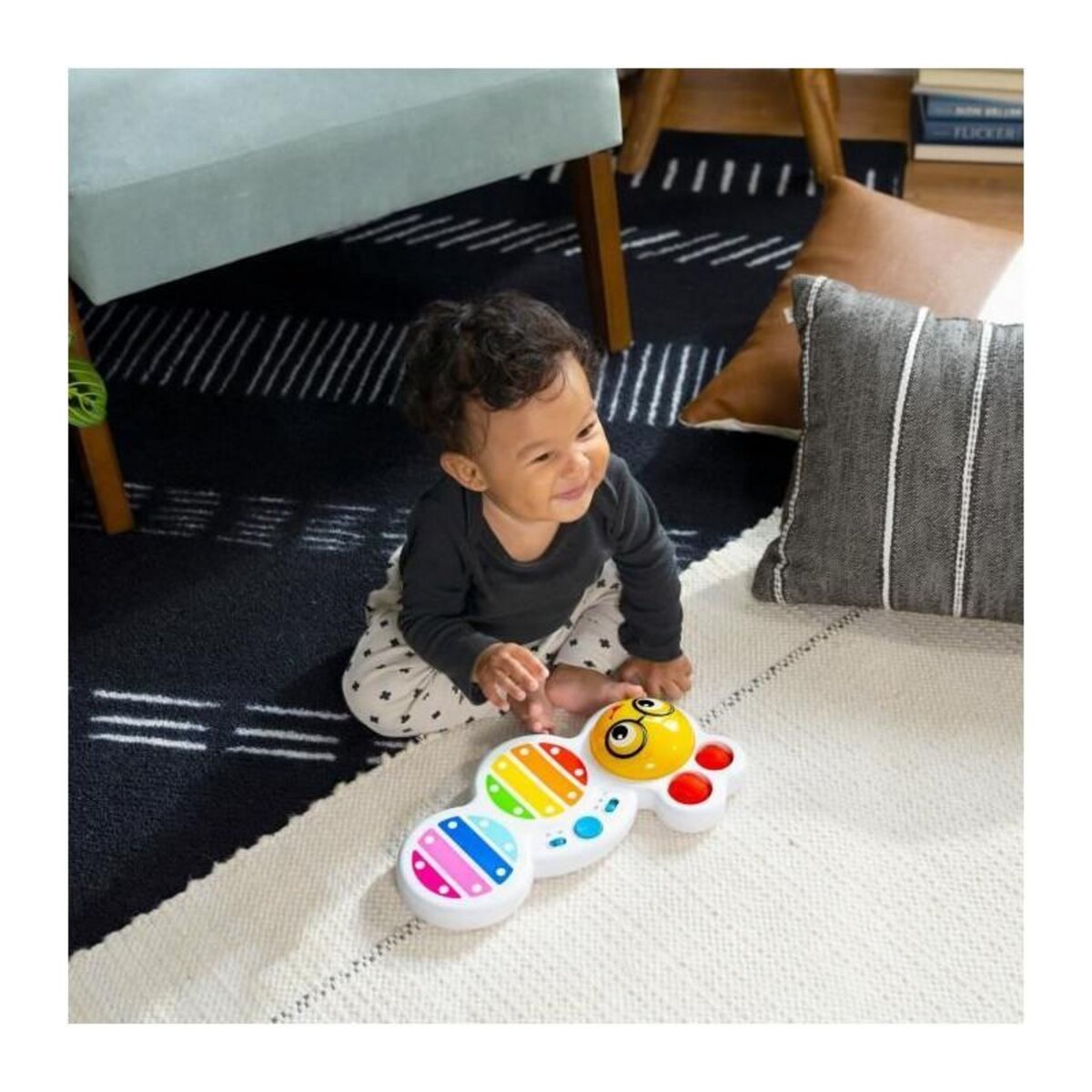 BABY EINSTEIN BABY EINSTEIN Xylophone avec sons et lumieres, 2 modes de jeu, 16 sons, 2 formes abatibles, contrôle volume
