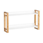 Wenko Etagère murale Finja à 2 plateaux en Bambou et MDF - Blanc et bois