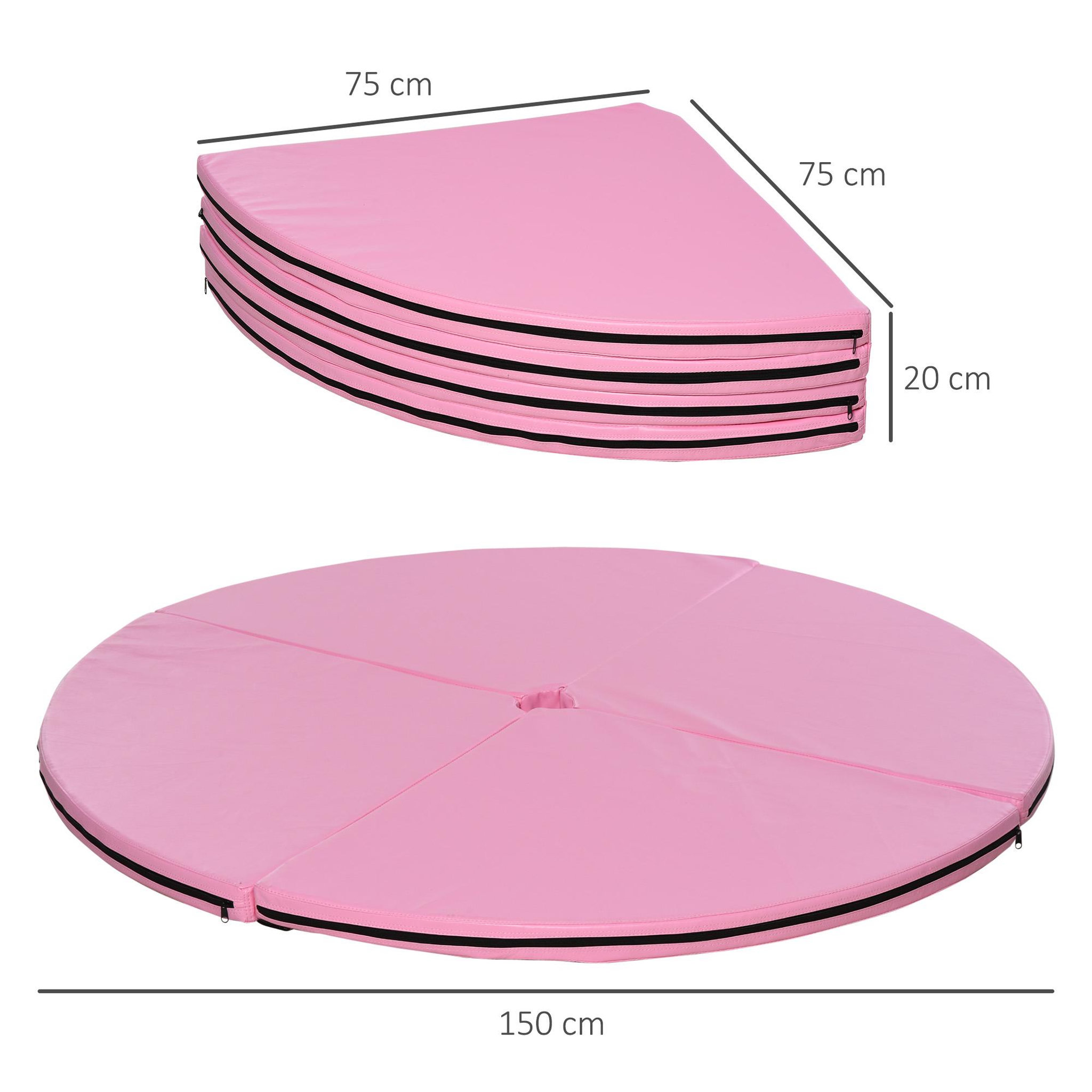 Voir la diapositive 3 : HOMCOM Tapis de pole dance pliable - pole dance mat - tapis de protection ø 150 cm épaisseur 5 cm - revêtement pvc rose