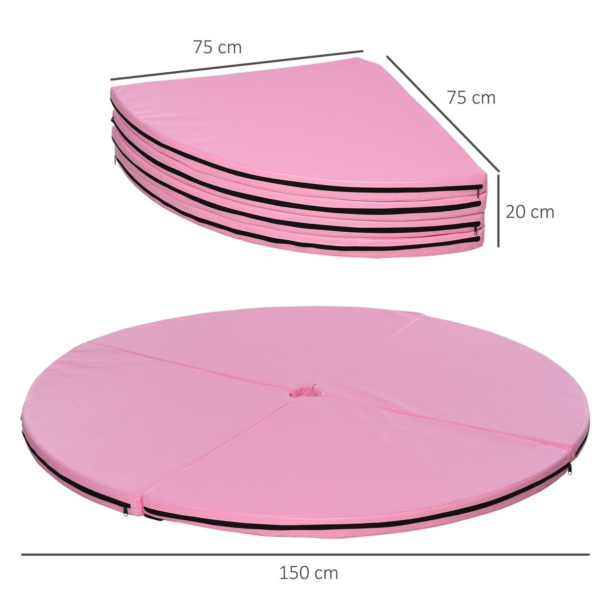 HOMCOM Tapis de pole dance pliable - pole dance mat - tapis de protection Ø 150 cm épaisseur 5 cm - revêtement PVC rose