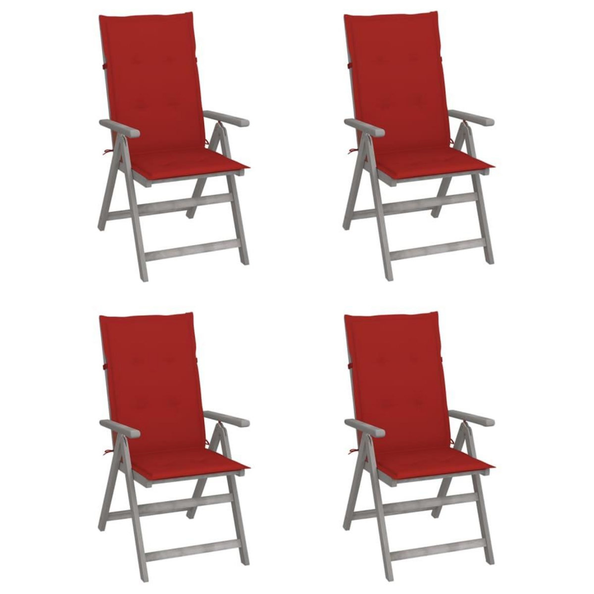VIDAXL Chaises inclinables de jardin lot de 4 et coussins Bois acacia