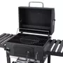 SWEEEK Barbecue Grill charbon de bois noir - Fumoir avec récupérateur de cendres. aérateurs. bac charbon ajustable et tablettes rabattables + Housse en PVC