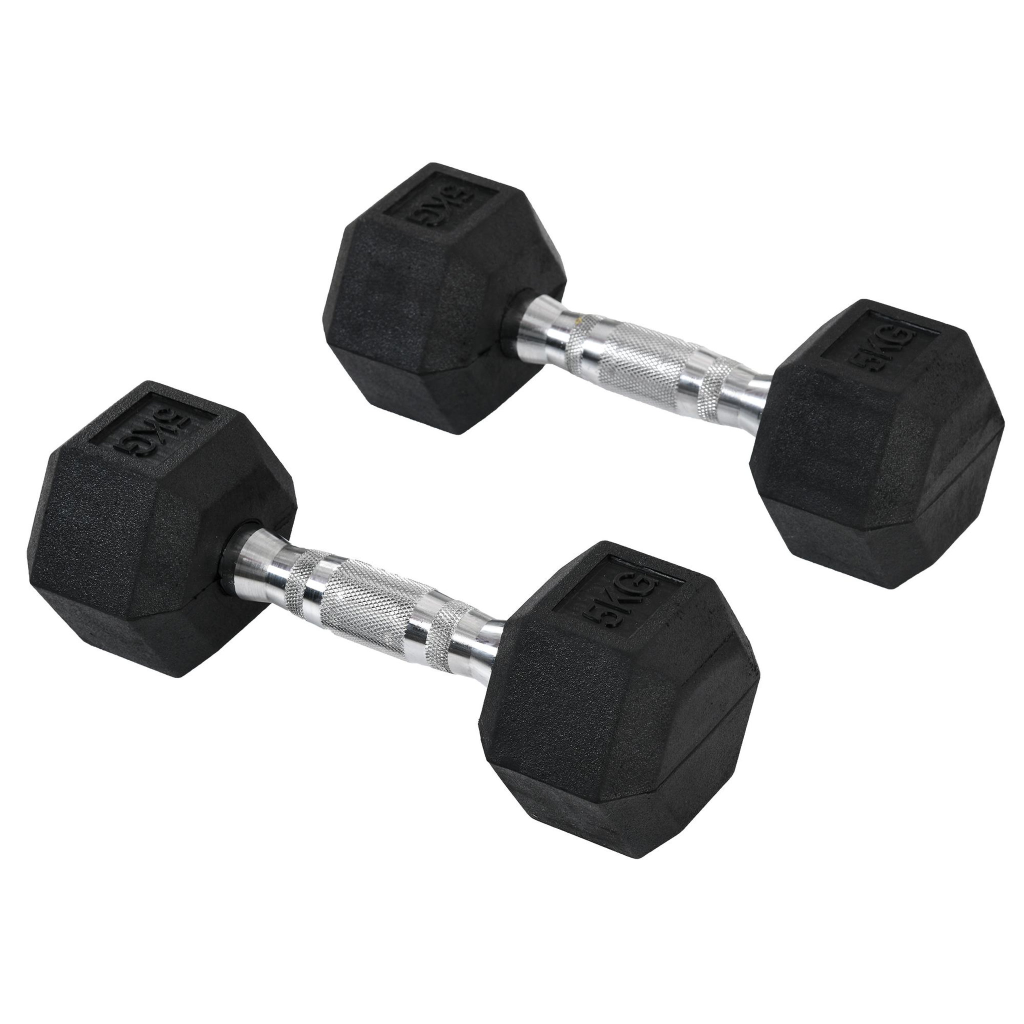 HOMCOM Ensemble d'haltères courtes total 10 kg - entraînement musculaire & haltérophilie - acier caoutchouc noir