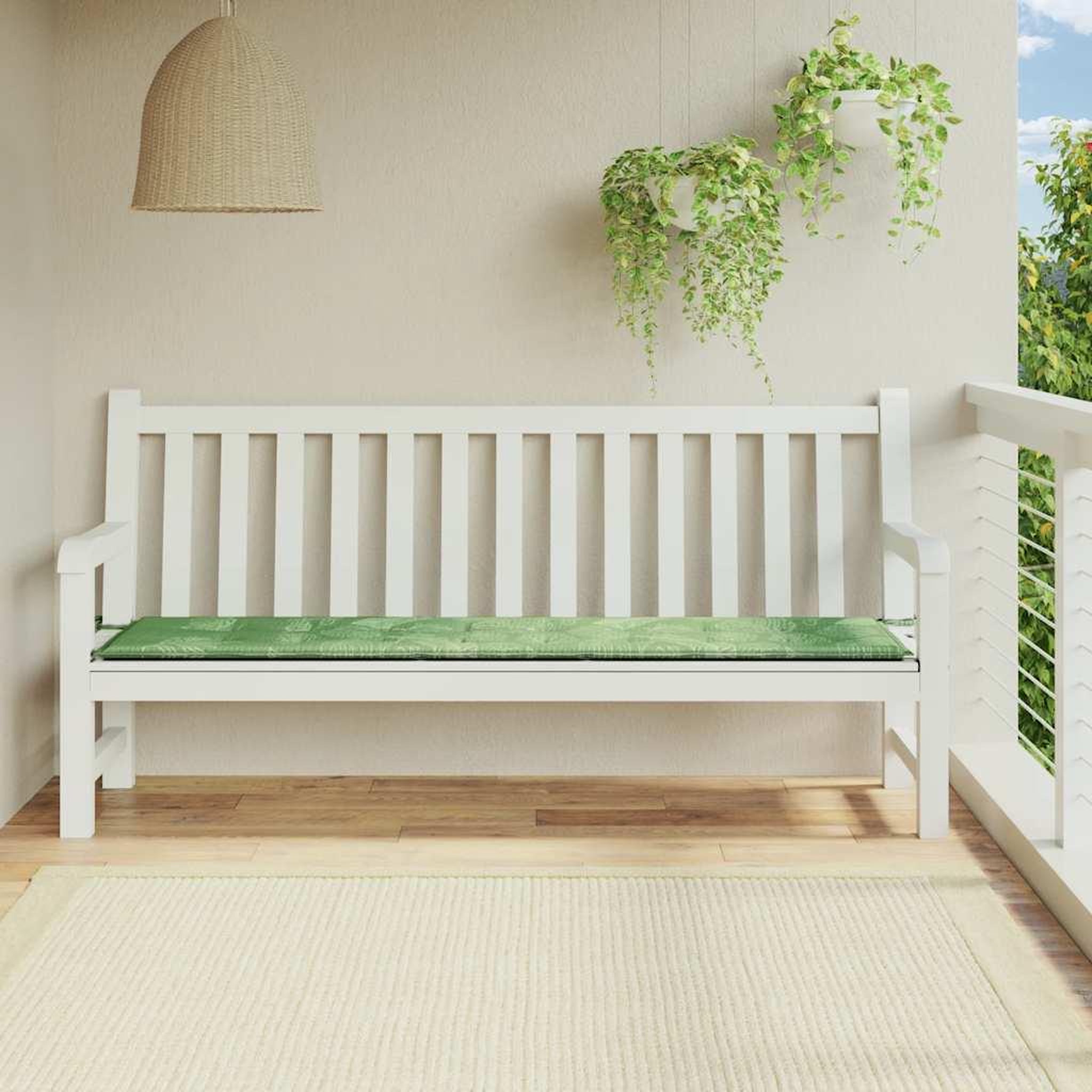 VIDAXL Coussin de banc de jardin motif de feuilles 200x50x3 cm tissu