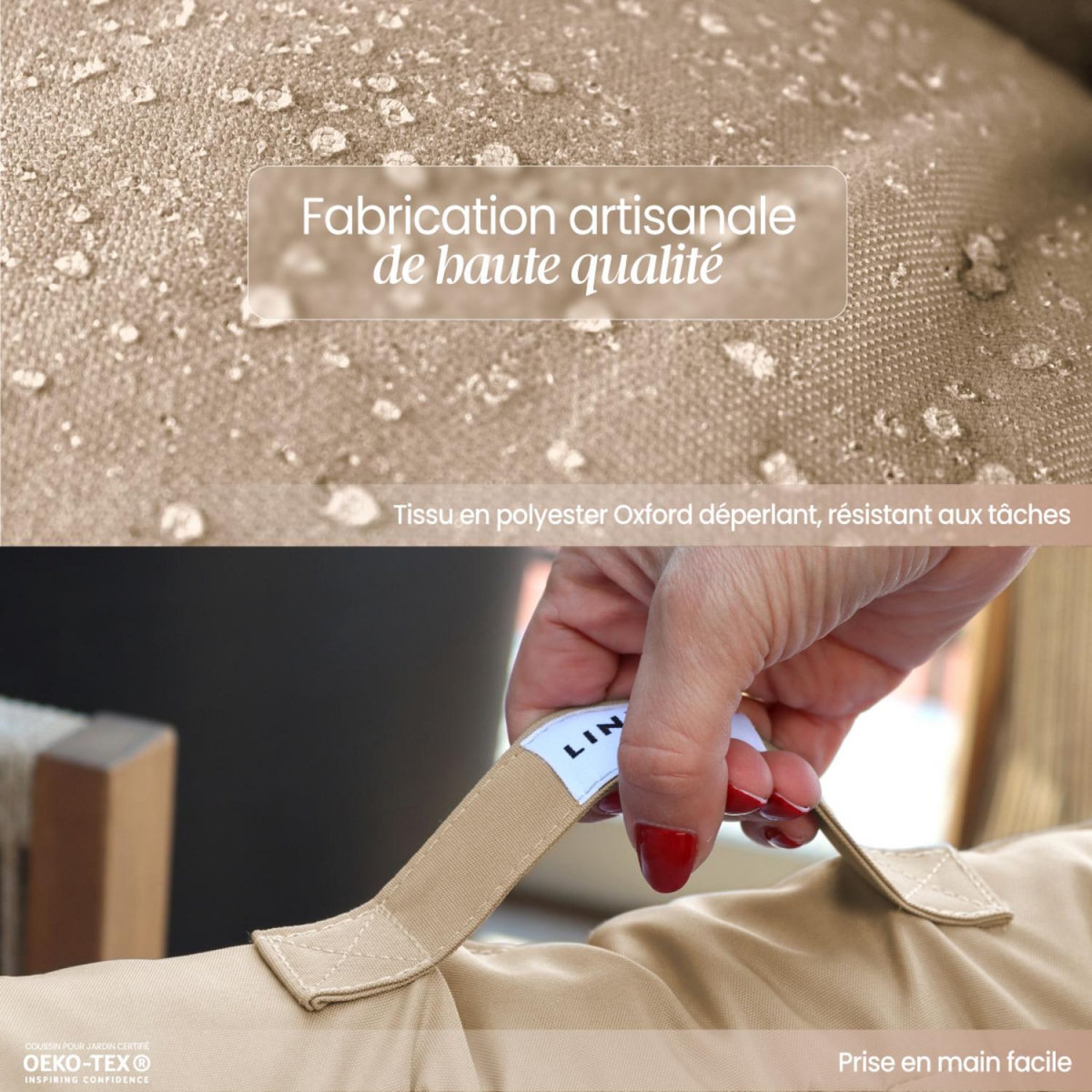 LINXOR Kit de coussins pour salon de jardin capitonnés - 50 x 50 cm