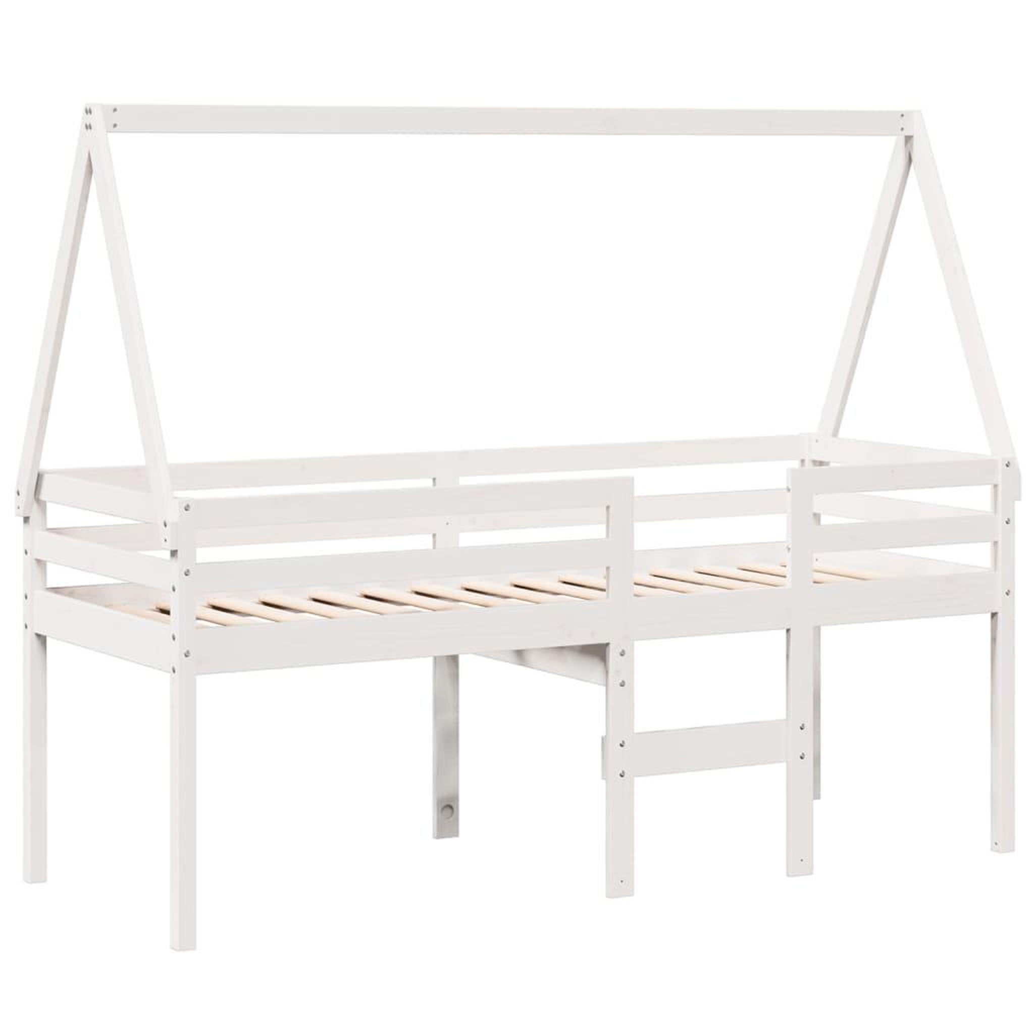 Voir la diapositive 3 : VIDAXL Lit haut sans matelas blanc 75x190 cm bois de pin massif