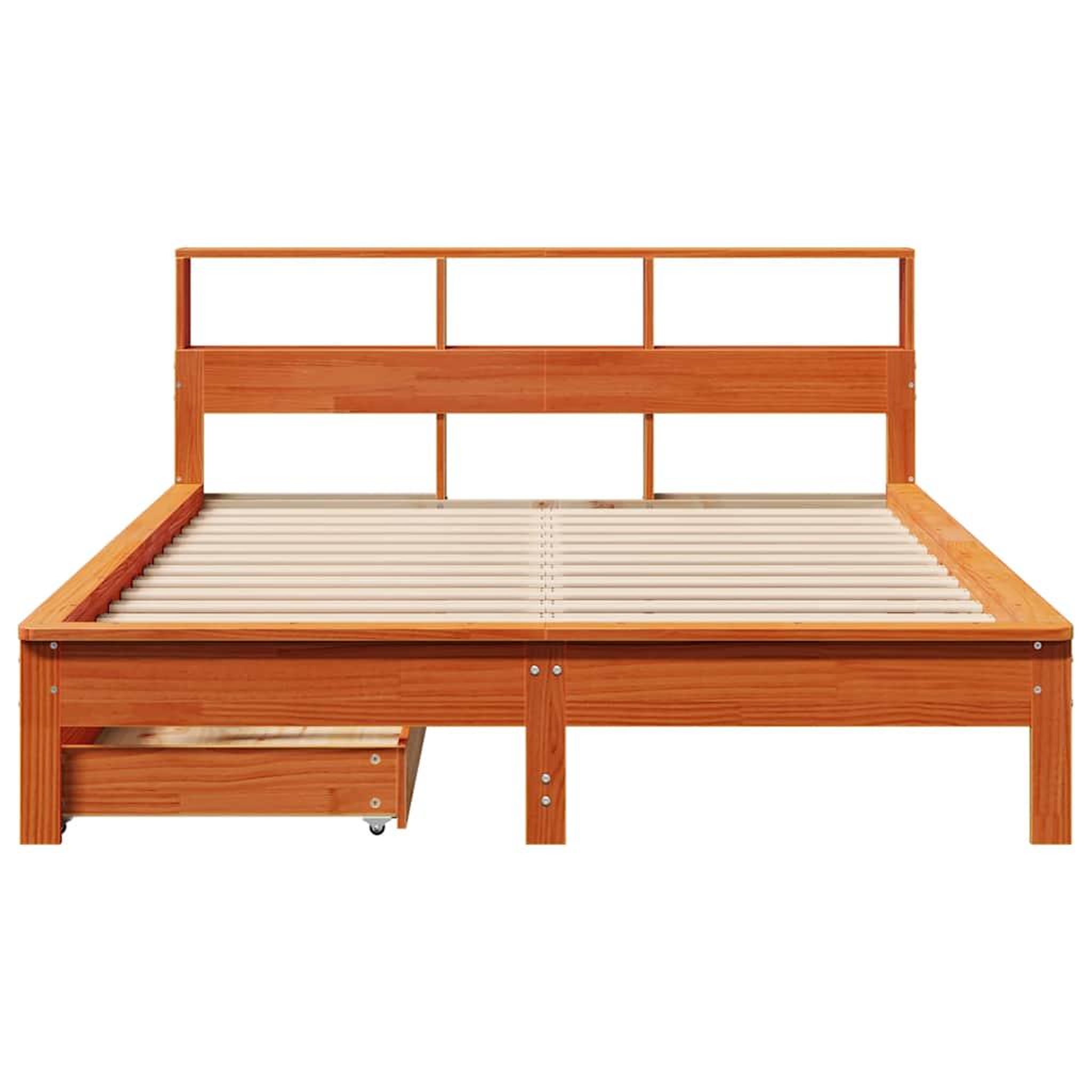 Voir la diapositive 4 : VIDAXL Lit bibliotheque sans matelas cire marron 140x200 cm pin massif