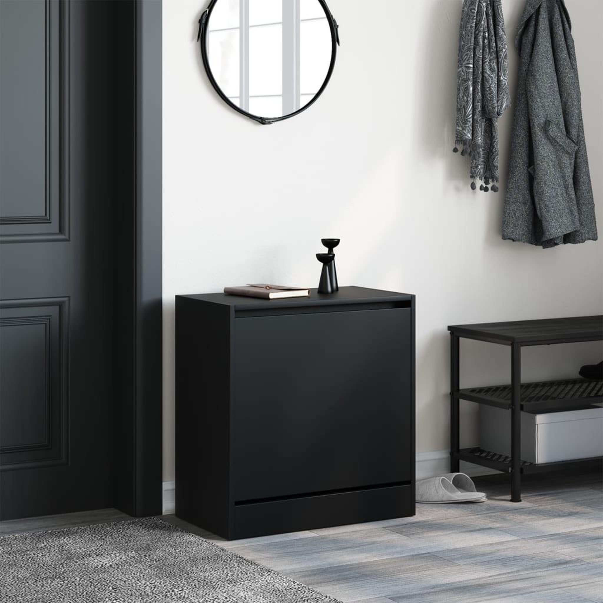Voir la diapositive 3 : VIDAXL Armoire a chaussures noir 60x34x63,5 cm bois d'ingenierie