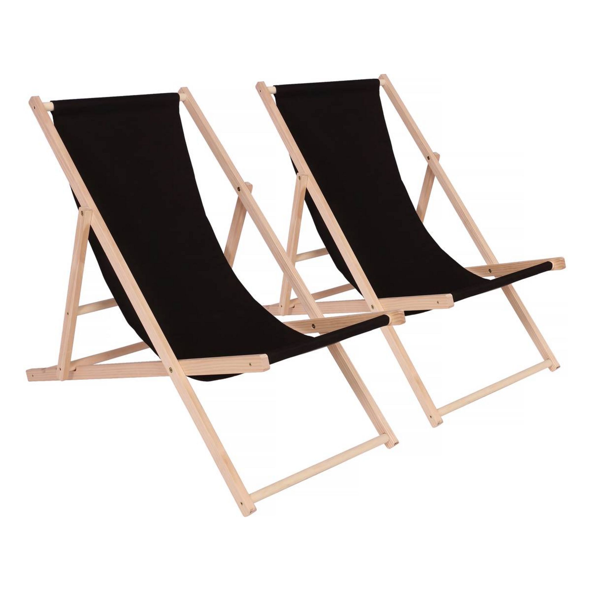 Habitat et Jardin Lot de 2 Transat en bois  Chilienne  - Noir