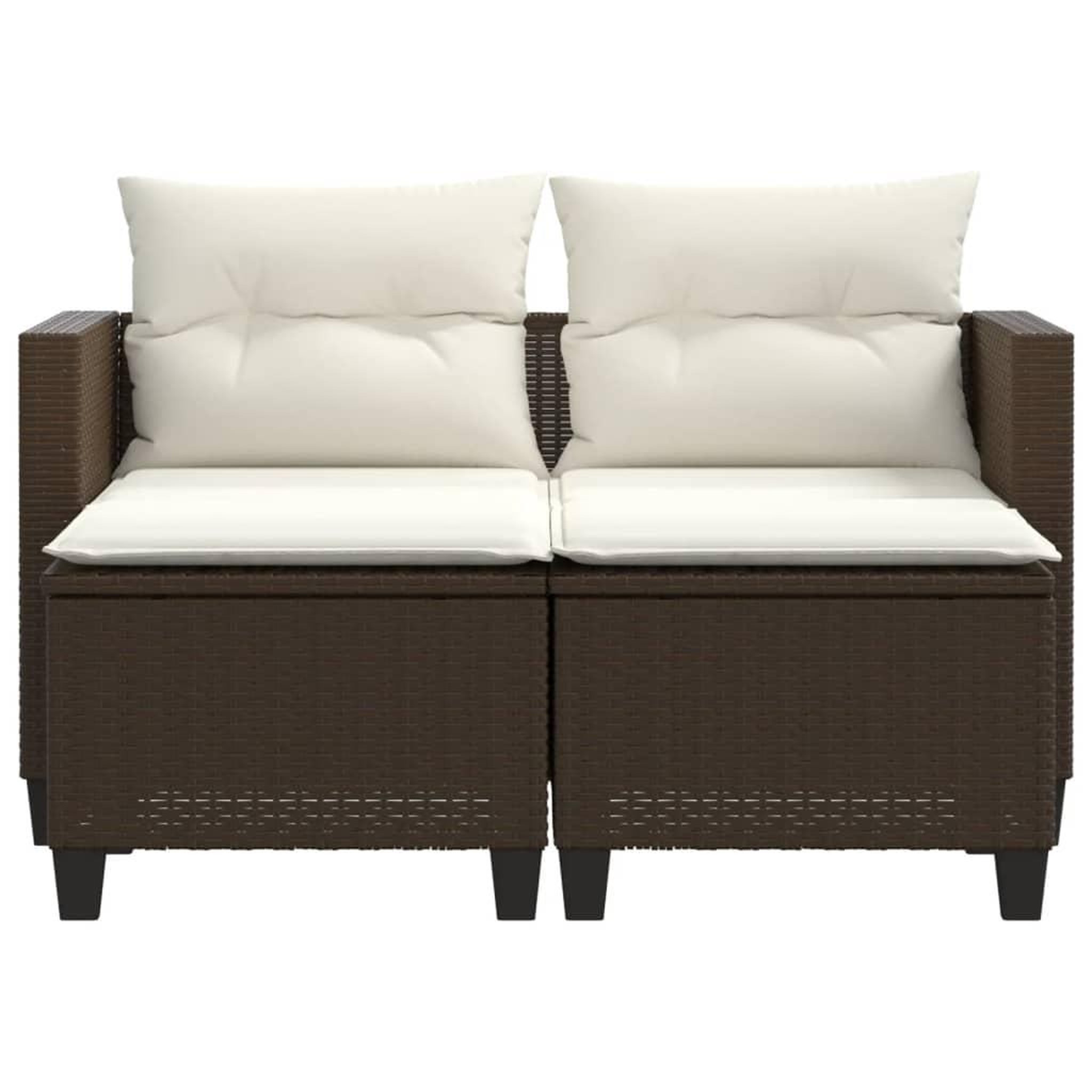 Voir la diapositive 4 : VIDAXL Canape de jardin 2 places avec tabourets marron resine tressee