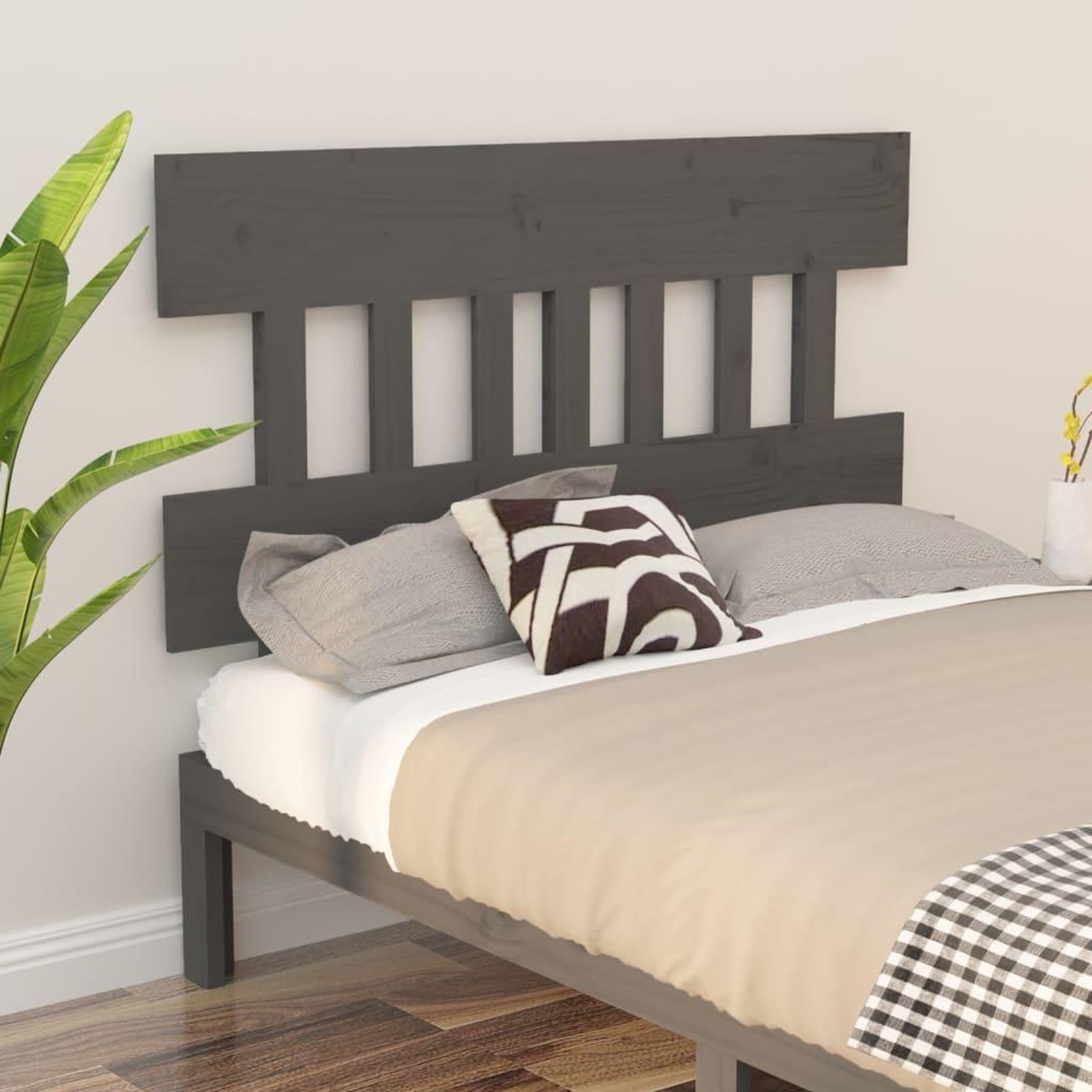 Voir la diapositive 1 : VIDAXL Tete de lit Gris 143,5x3x81 cm Bois massif de pin