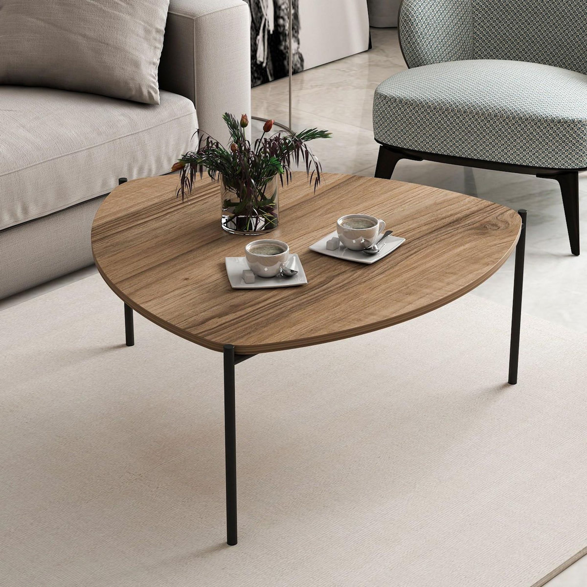 Habitat et Jardin Table basse en bois  Lenny  - 90 x 89 x 40 cm - Noyer