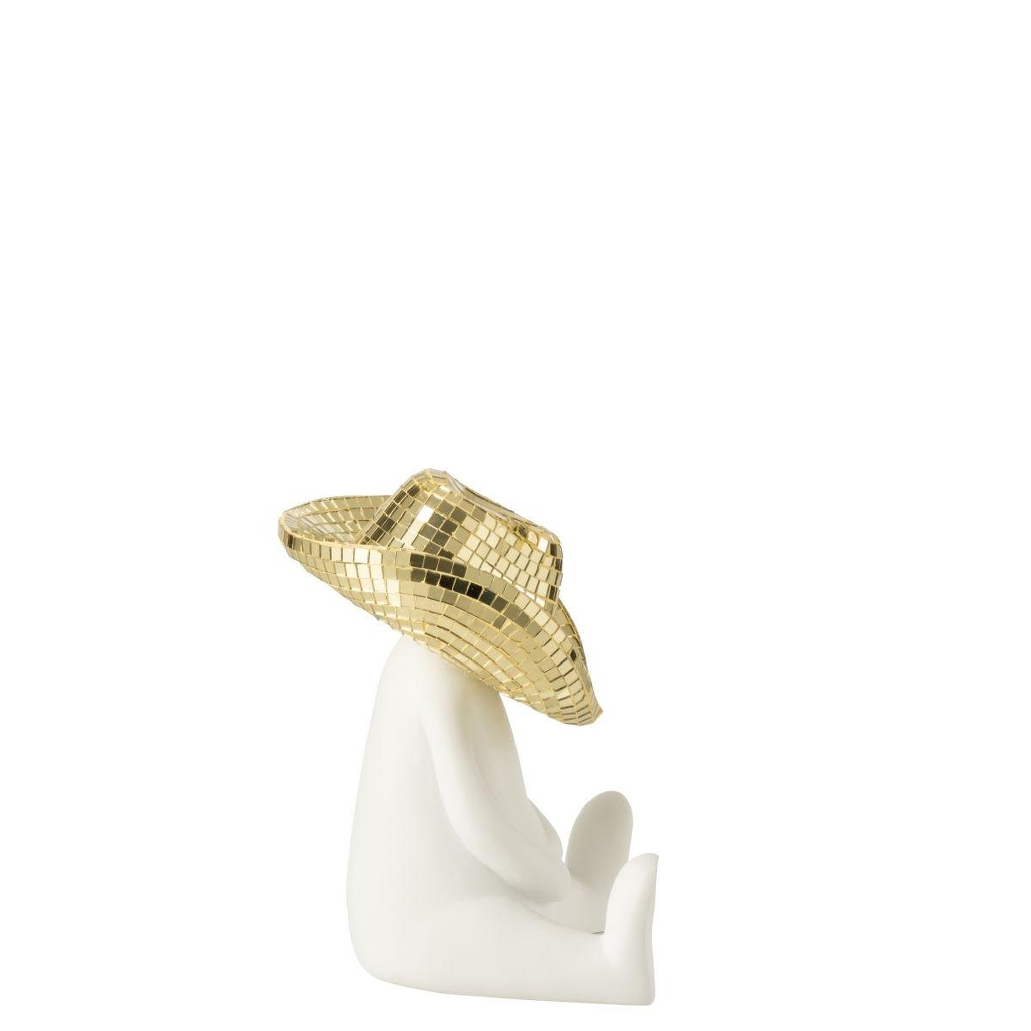 Voir la diapositive 3 : J-LINE Statuette cowboy en résine  mosaïque  18cm blanc
