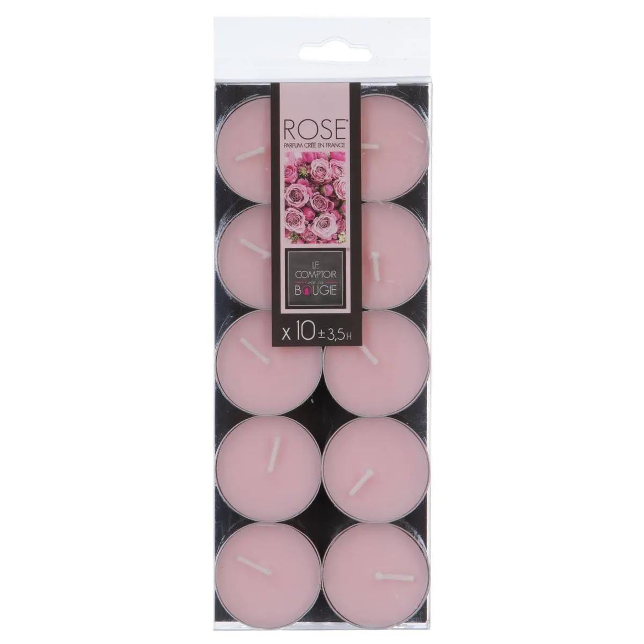 COMPTOIR DE LA BOUGIE Lot de 10 bougies chauffe-plat parfumées 3,7cm rose