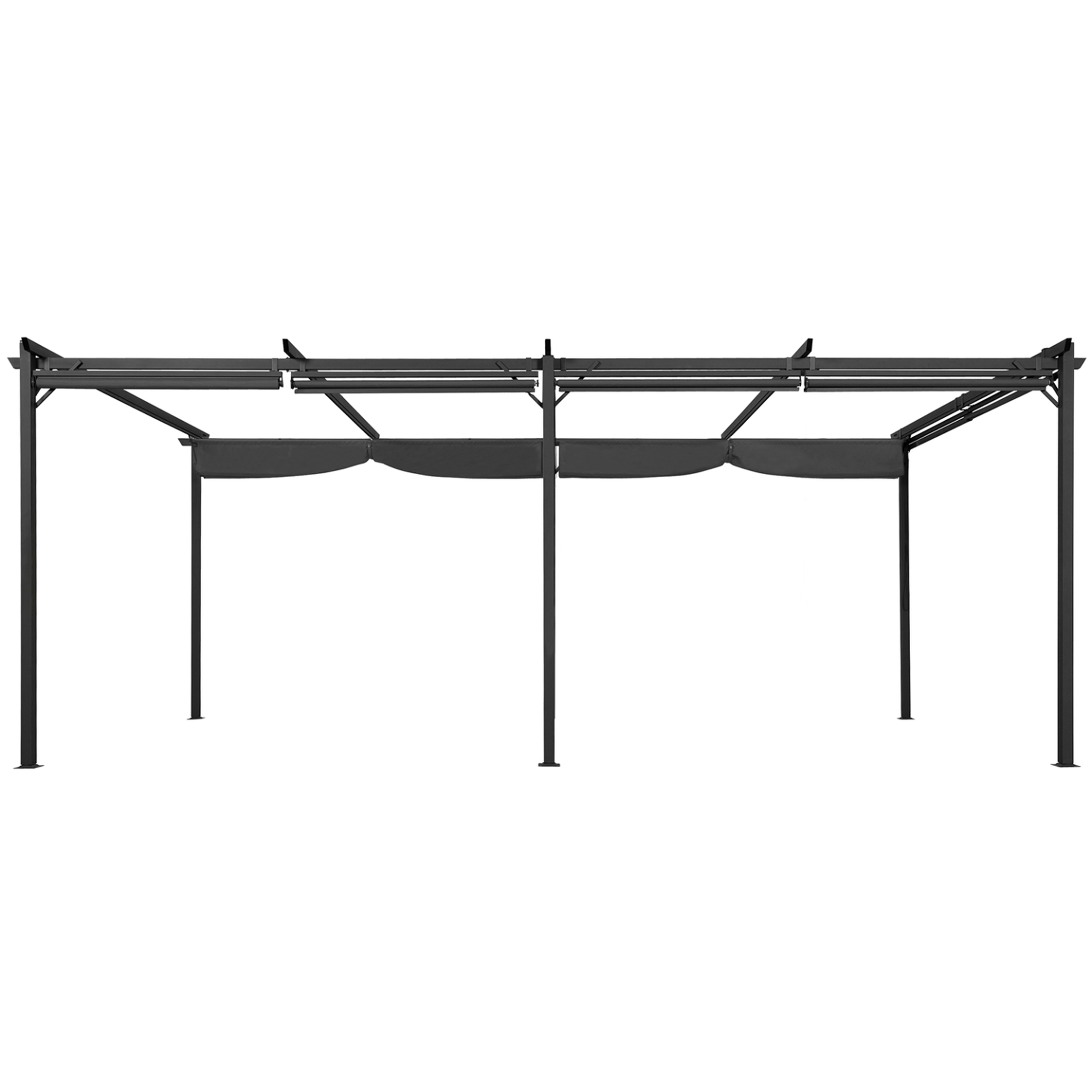 Voir la diapositive 4 : ID MARKET Pergola édition spéciale toit rétractable 3x6 m et 6 stores gris anthracite