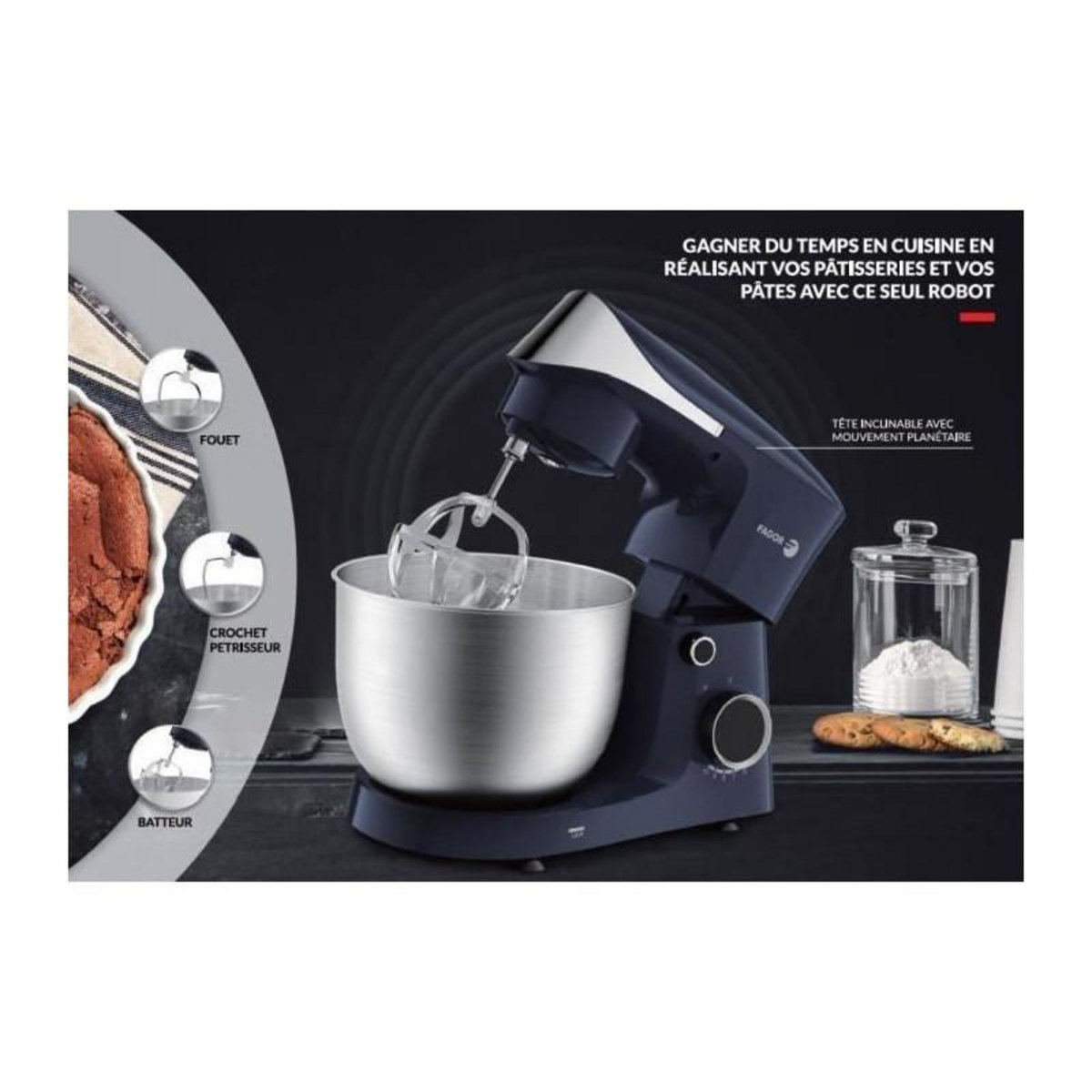 Fagor Robot Pâtissier - FAGOR - FG2433 - 1500W - Bol Inox : 4.3L