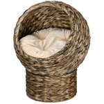 PAWHUT PawHut Panier chat lit chat cosy grand confort dim. 42L x 33l x 52H cm coloris gris coussin moelleux beige inclus