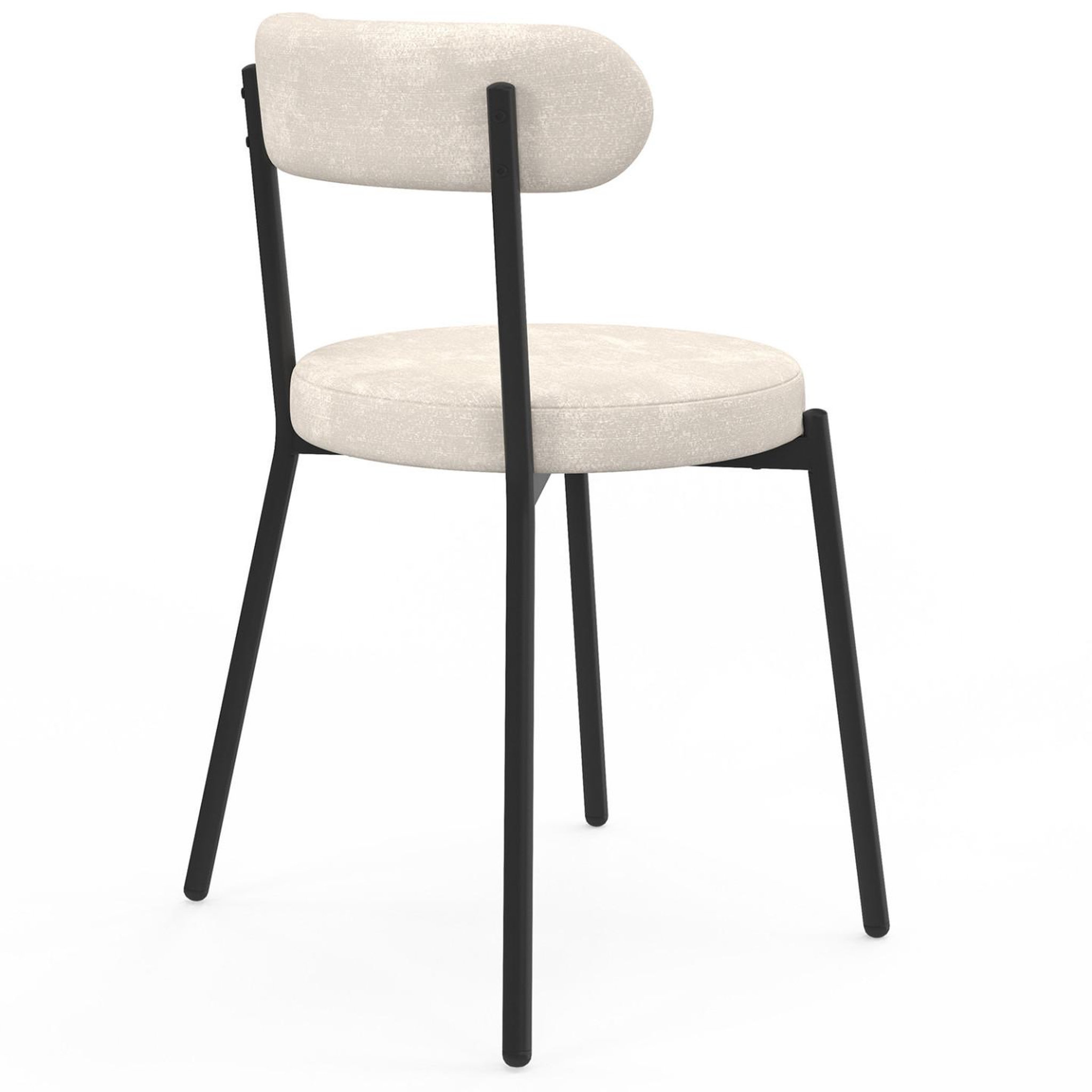 Voir la diapositive 4 : ID MARKET Lot de 6 chaises miki dossier incurvé en tissu chenille écru pieds en métal noir