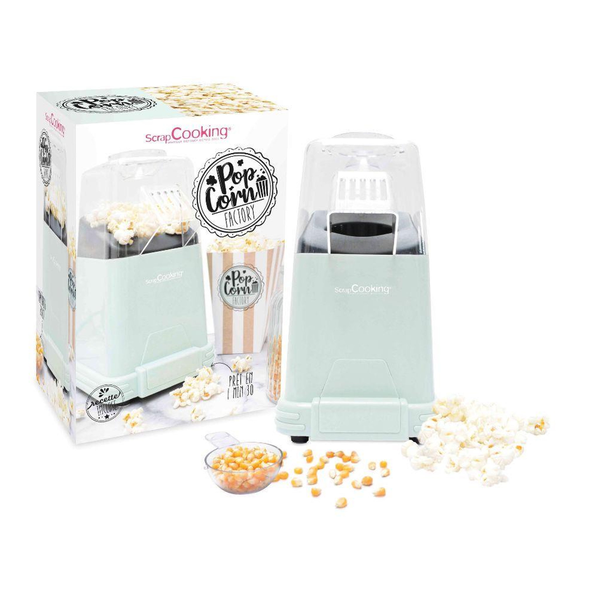 Voir la diapositive 2 : SCRAPCOOKING Appareil à pop-corn 1100w vert tendre - 3898