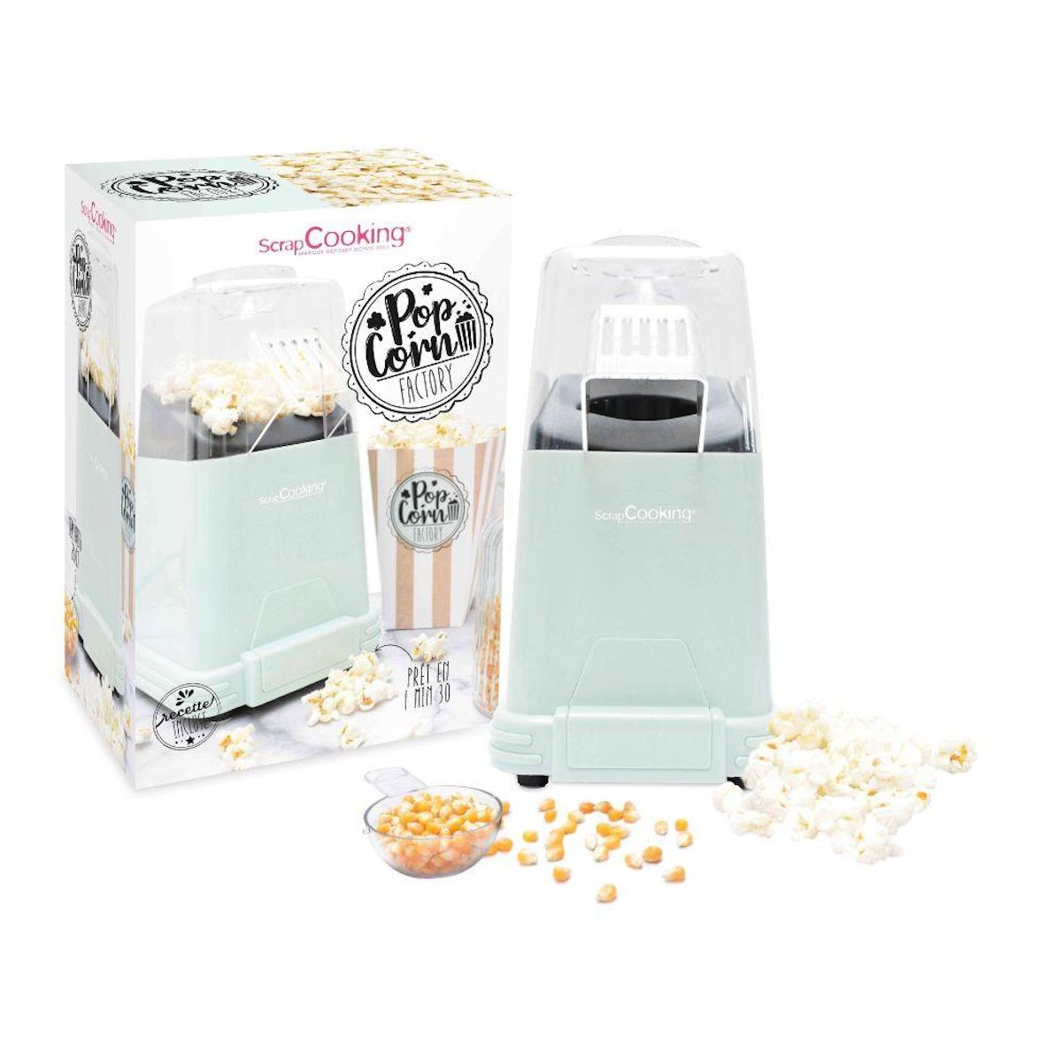 SCRAPCOOKING Appareil à pop-corn 1100w vert tendre - 3898