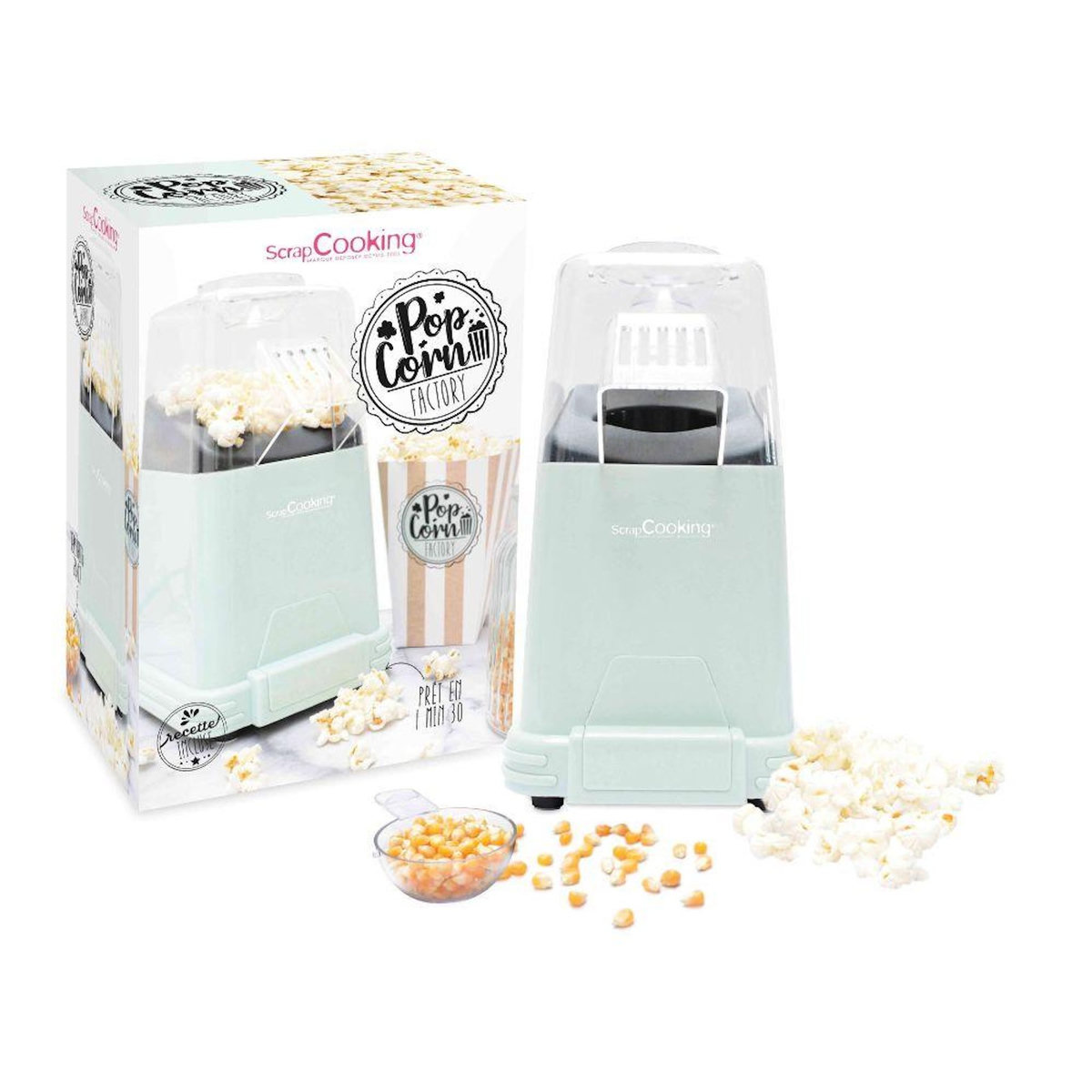 SCRAPCOOKING Appareil à pop-corn 1100w vert tendre - 3898