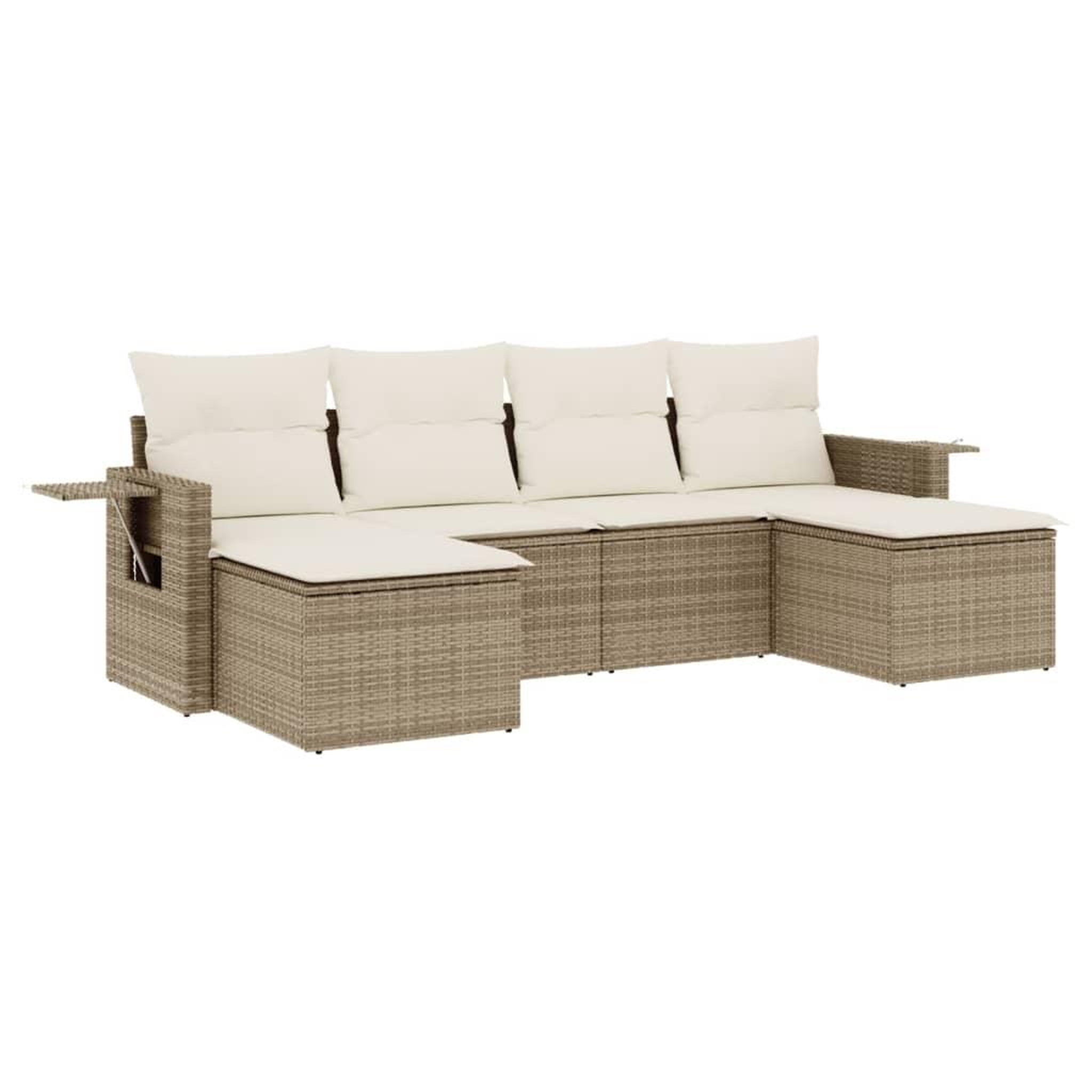 Voir la diapositive 2 : VIDAXL Salon de jardin avec coussins 6 pcs beige resine tressee