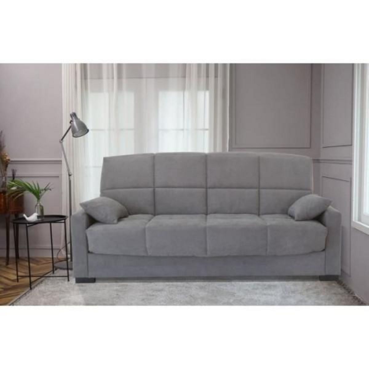 MARKET24 Canapé clic clac 3 places - Gris clair - Matelas 14 cm - 130 x 190 cm - MEGAN