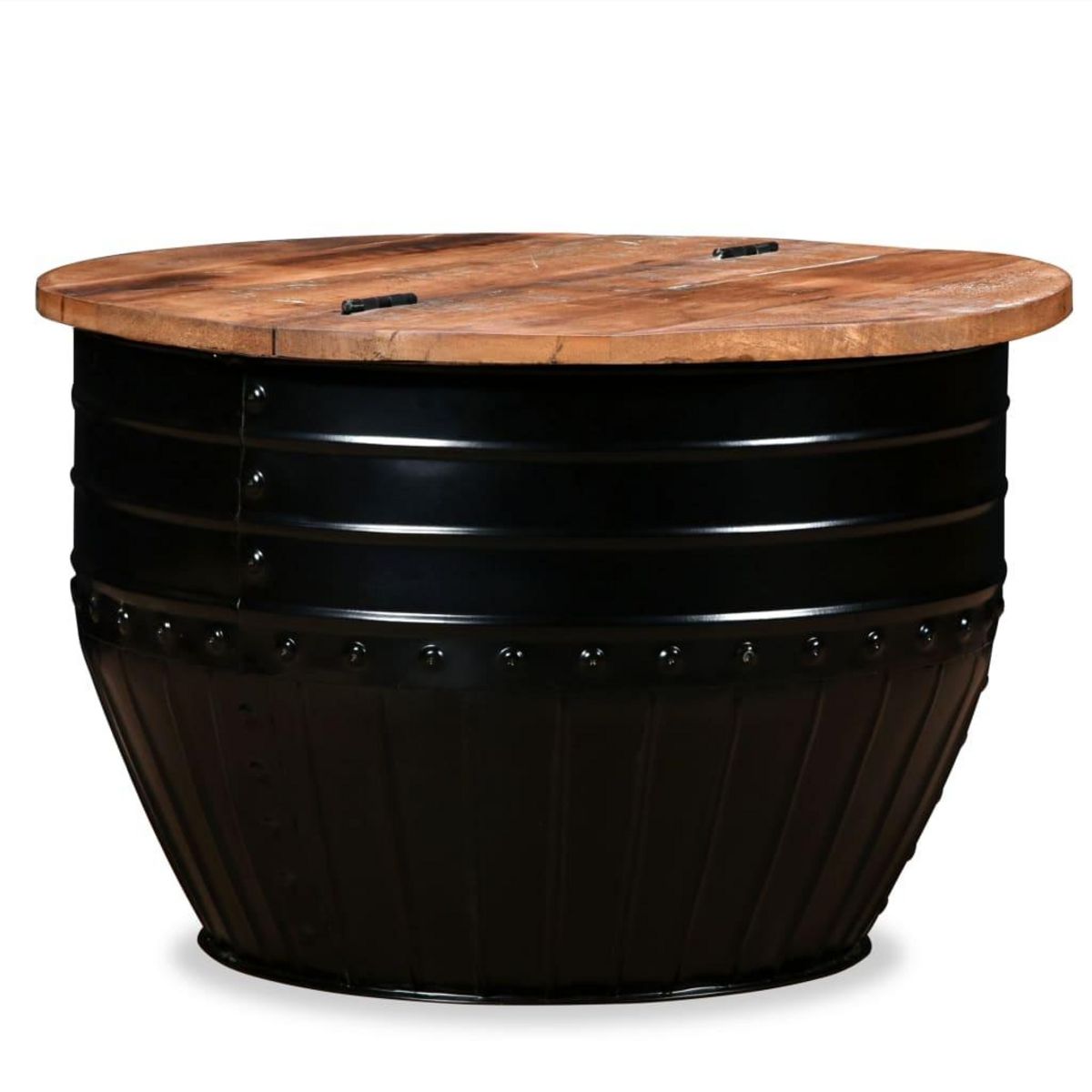 VIDAXL Table basse Bois de recuperation massif Forme de baril Noir