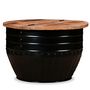 Voir la diapositive 1 : VIDAXL Table basse Bois de recuperation massif Forme de baril Noir