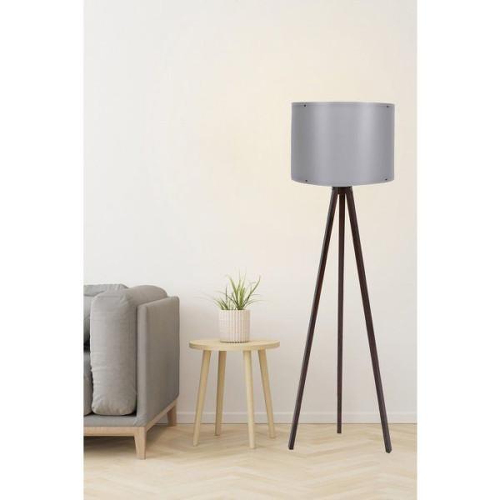 Voir la diapositive 2 : MRED Lampadaire D BY M.RED Grey Walnut - MDF - Abat-jour polypropylene - Style scandinave