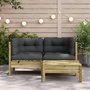 Voir la diapositive 3 : VIDAXL Canape de jardin avec coussins et repose-pied 2 places