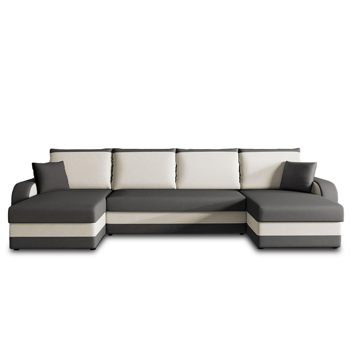 BEST MOBILIER Valos - canapé panoramique en u - 7 places - convertible avec coffre - en velours