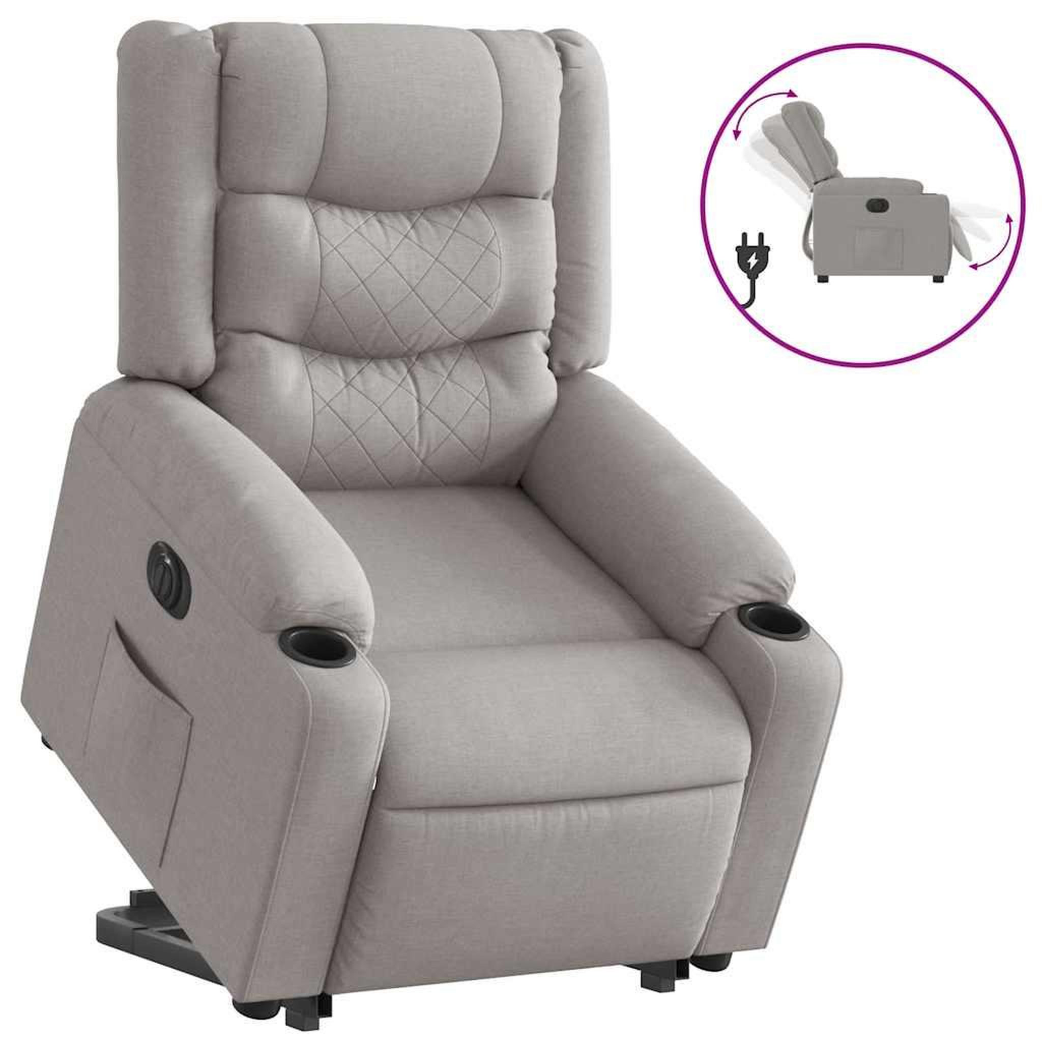 Voir la diapositive 4 : VIDAXL Fauteuil inclinable electrique gris nuage tissu