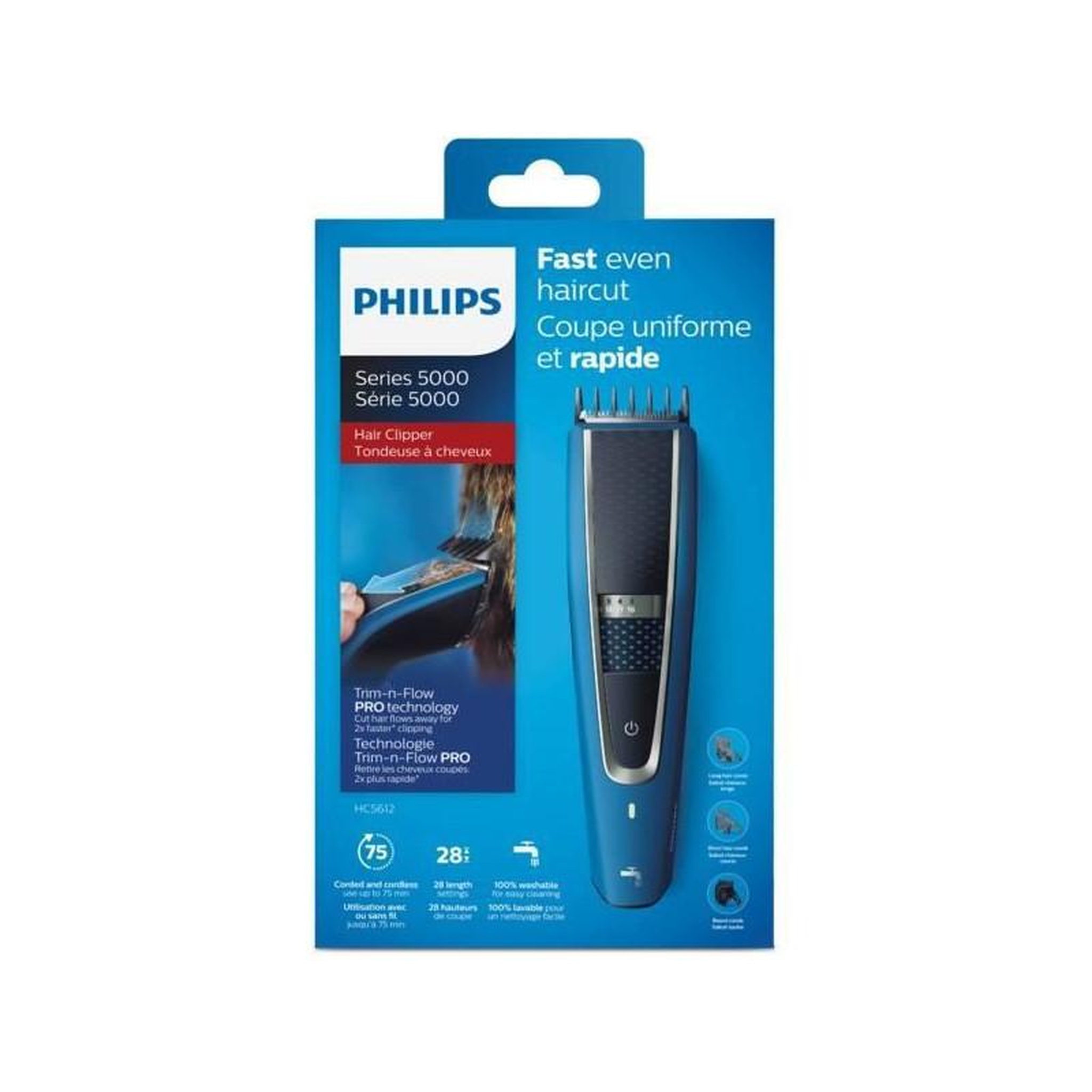 Voir la diapositive 6 : Philips Tondeuse à cheveux rechargeable bleu - HC5612/15