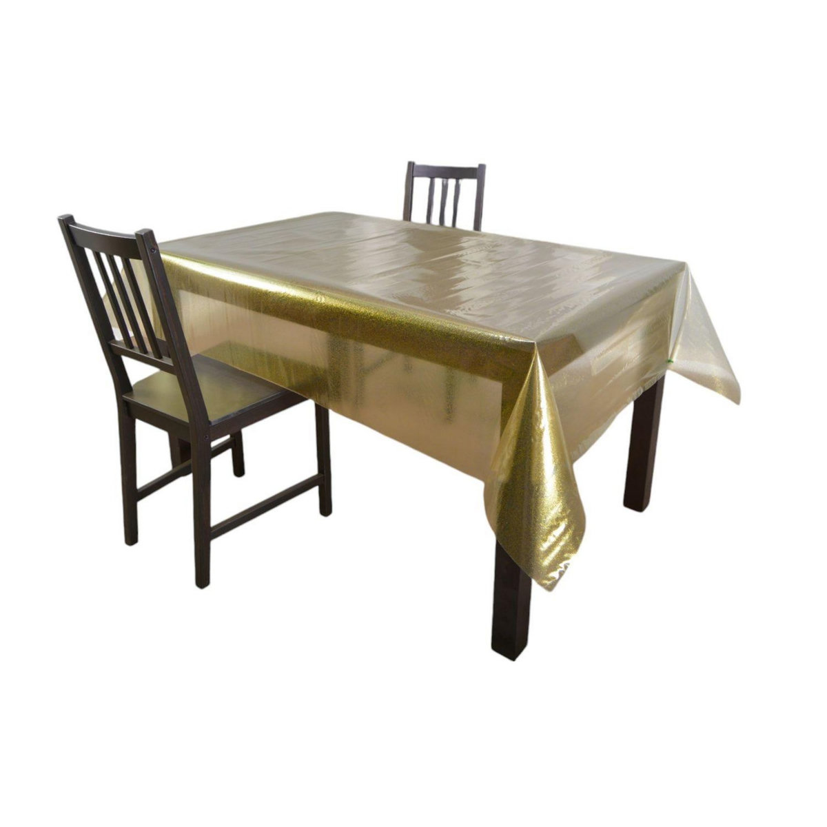 HABITABLE Nappe en toile cirée rectangulaire CRISTAL - 140 x 250 cm - Or