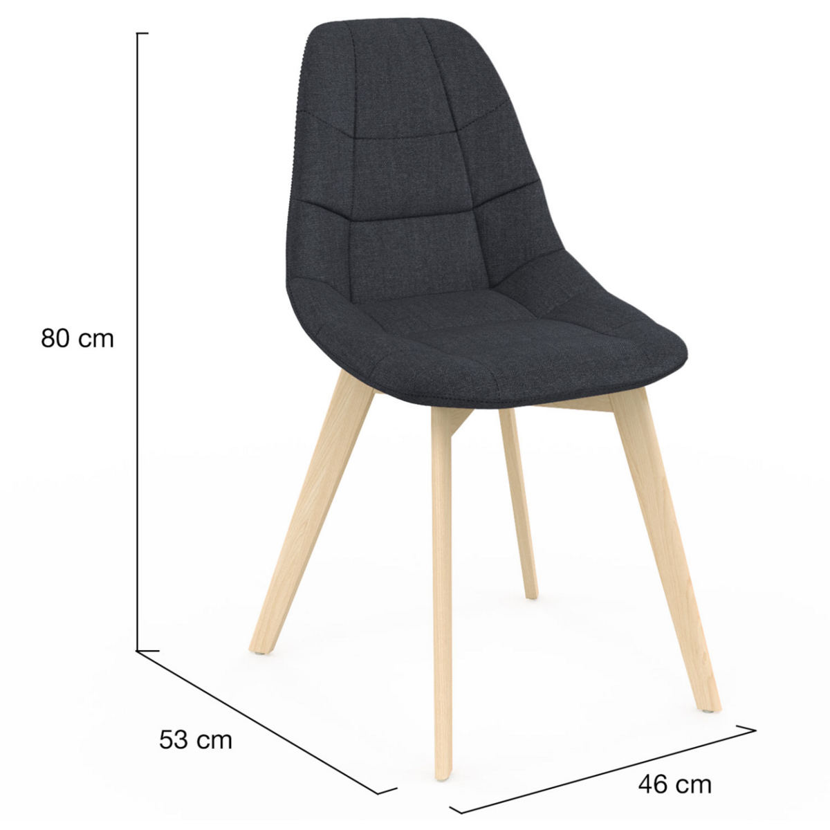 ID MARKET Lot de 4 chaises scandinaves GABY grises en tissu pour salle à manger