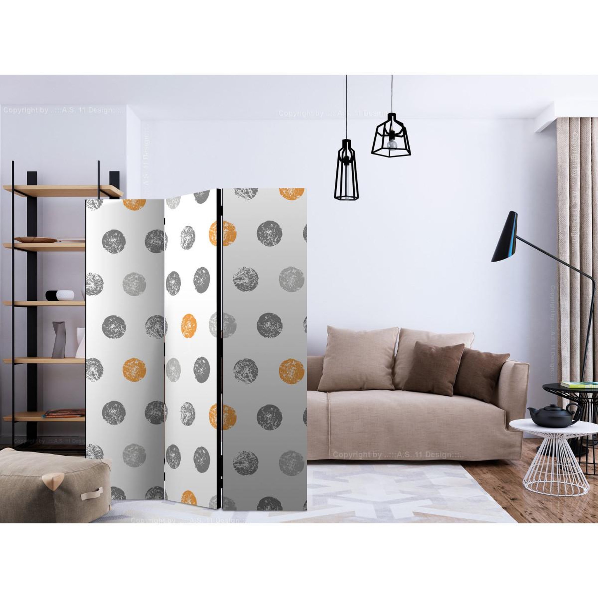Voir la diapositive 2 : Paris Prix Paravent 3 volets  round stamps  135x172cm