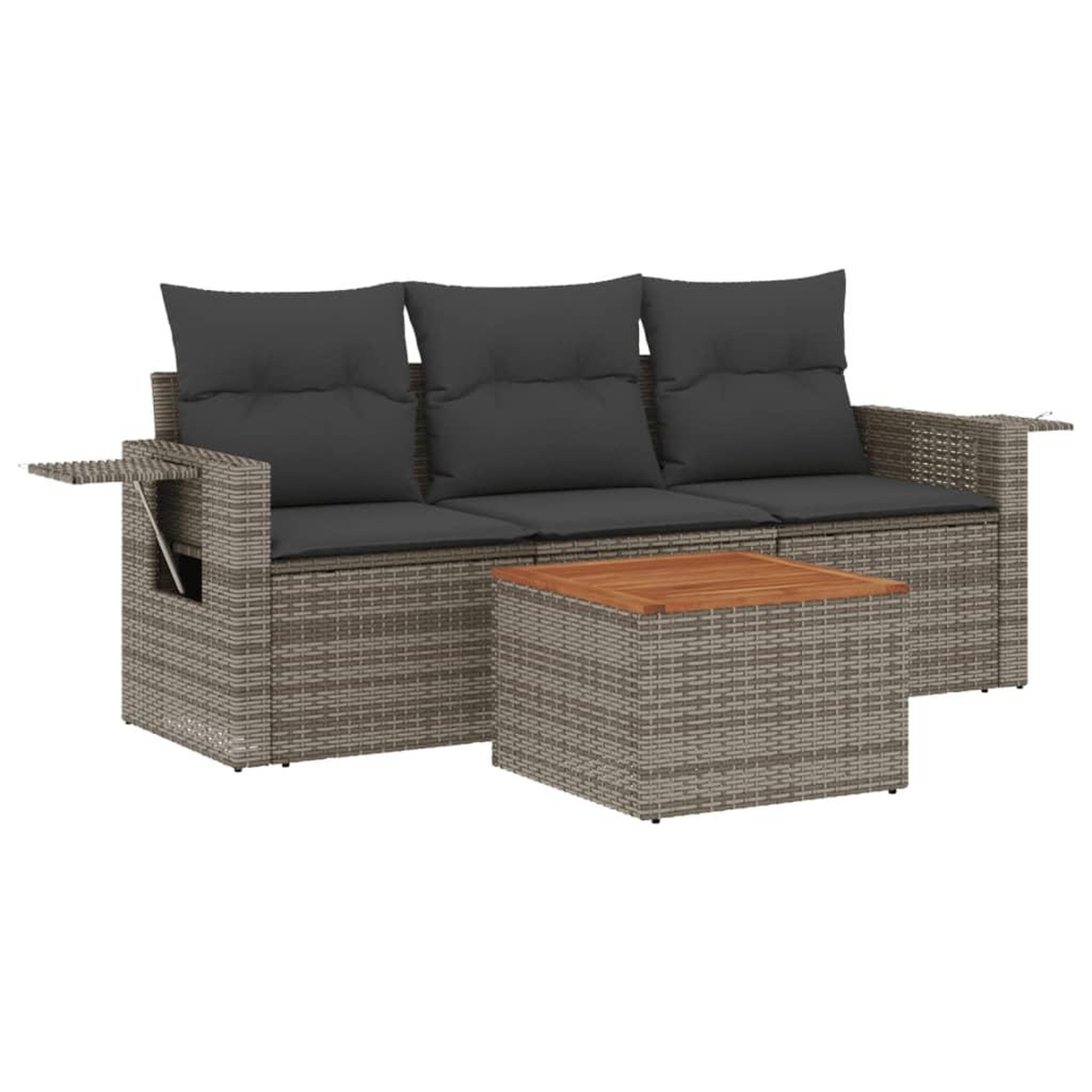 Voir la diapositive 2 : VIDAXL Salon de jardin 4 pcs avec coussins gris resine tressee