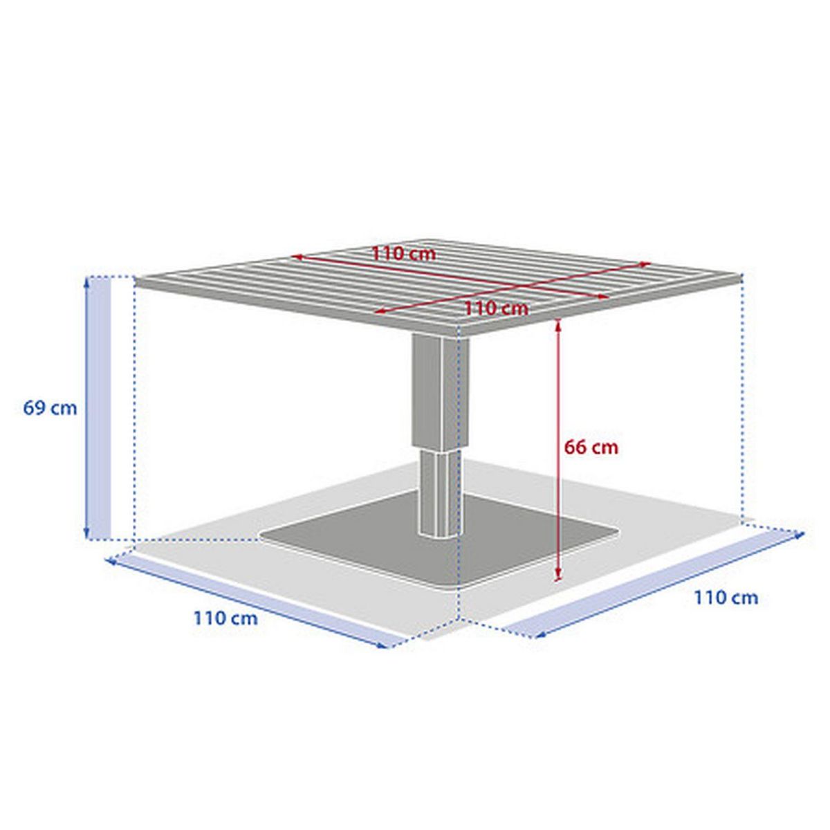 HESPERIDE Table de jardin relevable carrée en aluminium SALIMIA - Graphite et honey