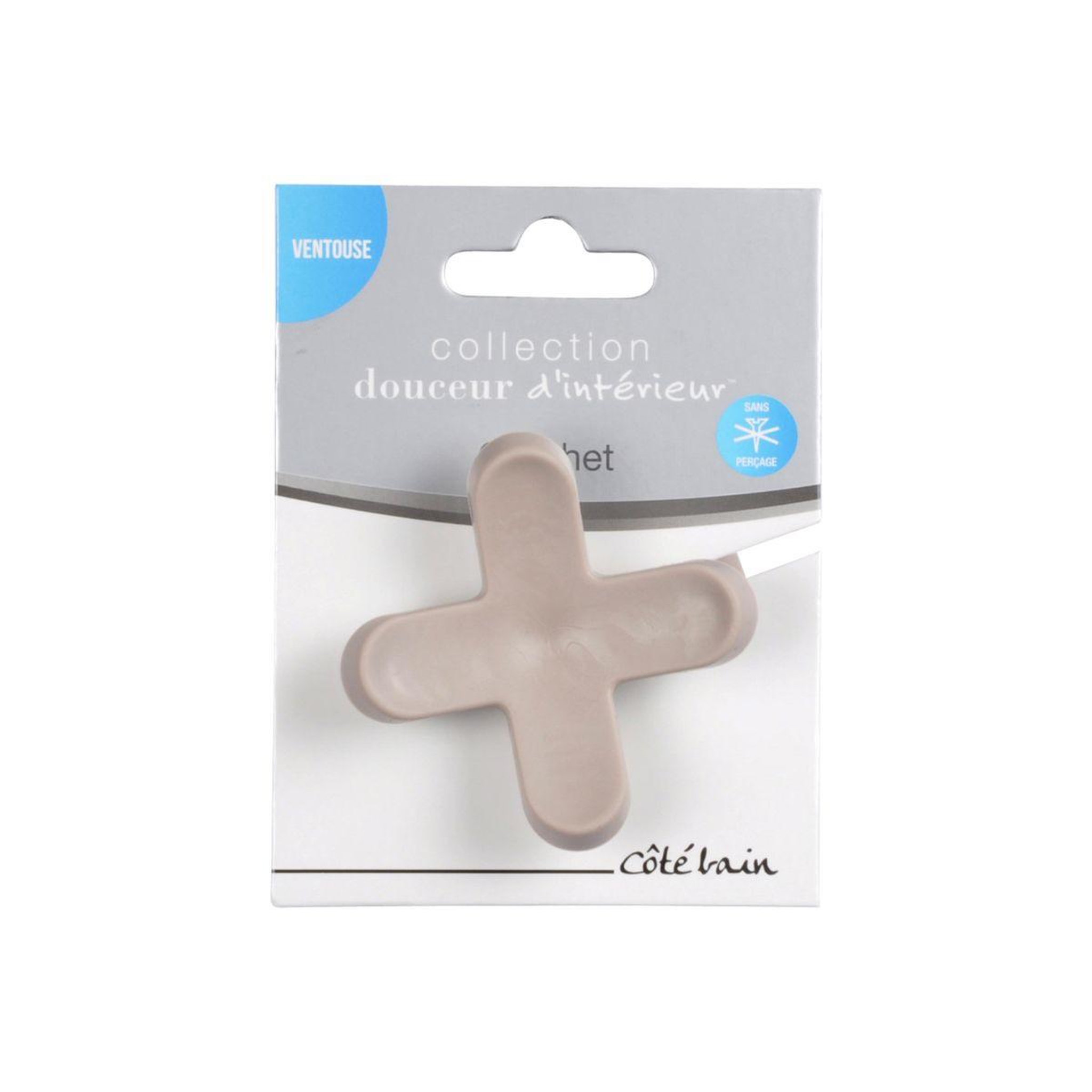 Voir la diapositive 2 : Douceur d'Intérieur Crochet ventouse  vitamine ii  6cm taupe