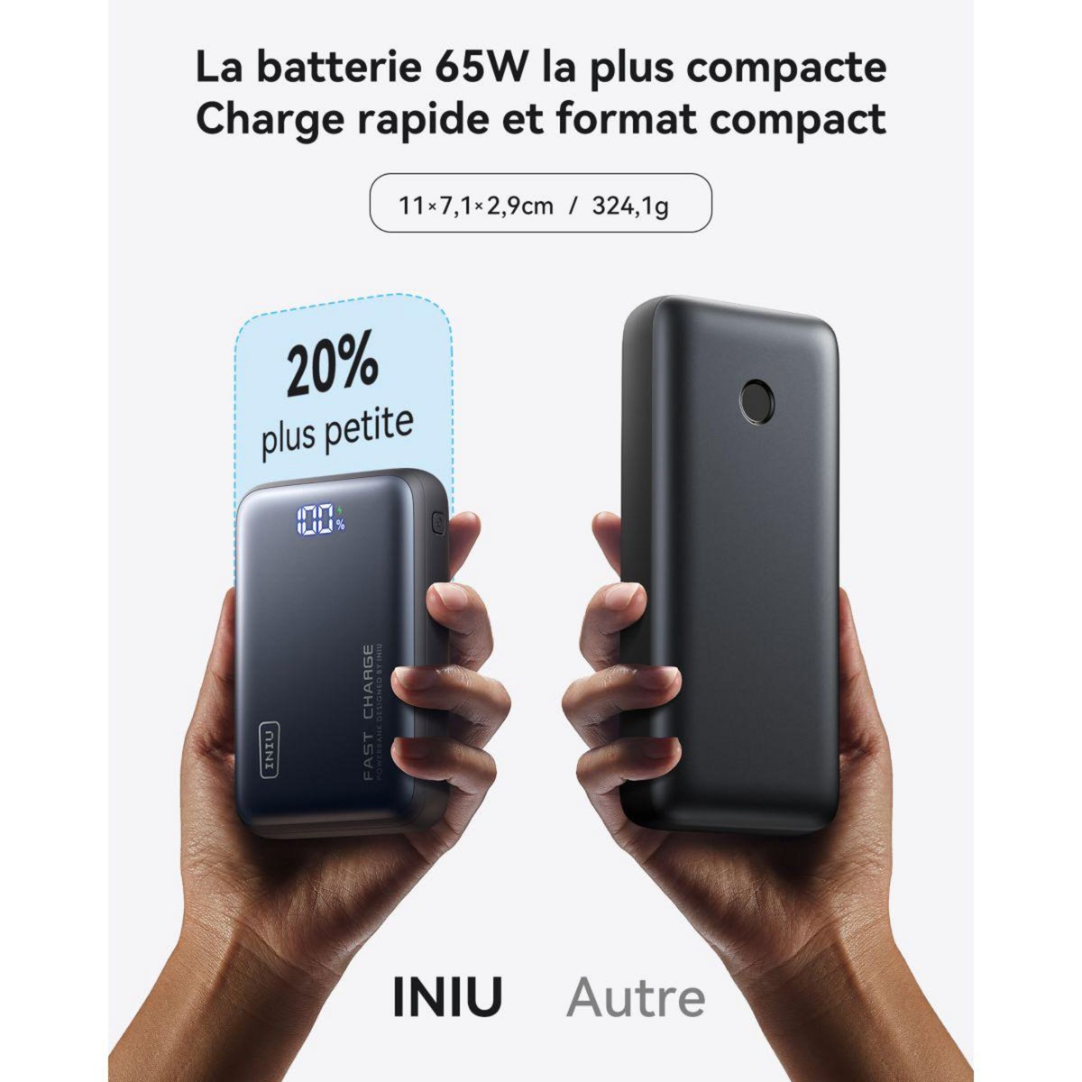 INIU Batterie externe 20 000 mAh 65W Leopard Power