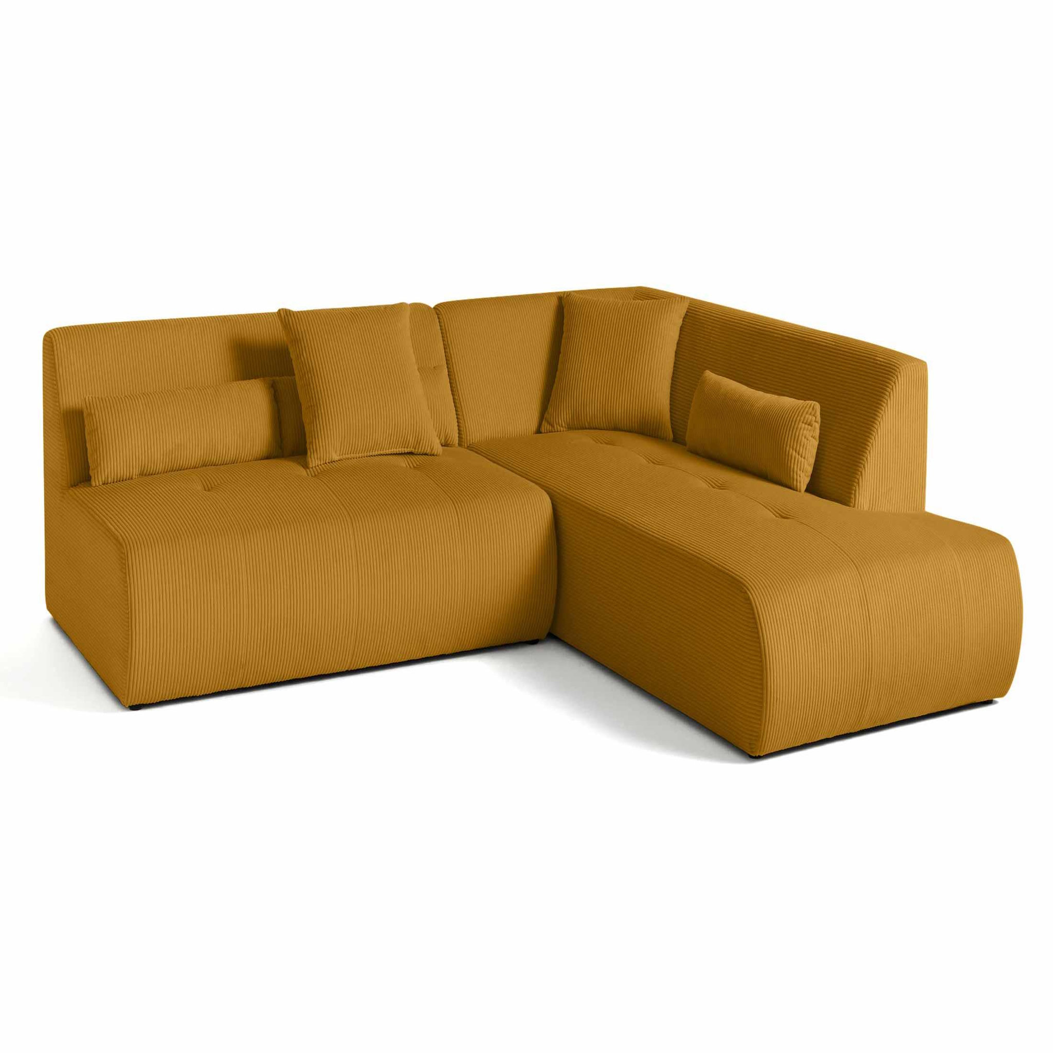 Voir la diapositive 2 : LISA DESIGN Onyx - canapé modulable d'angle droit - 5 places - en velours côtelé