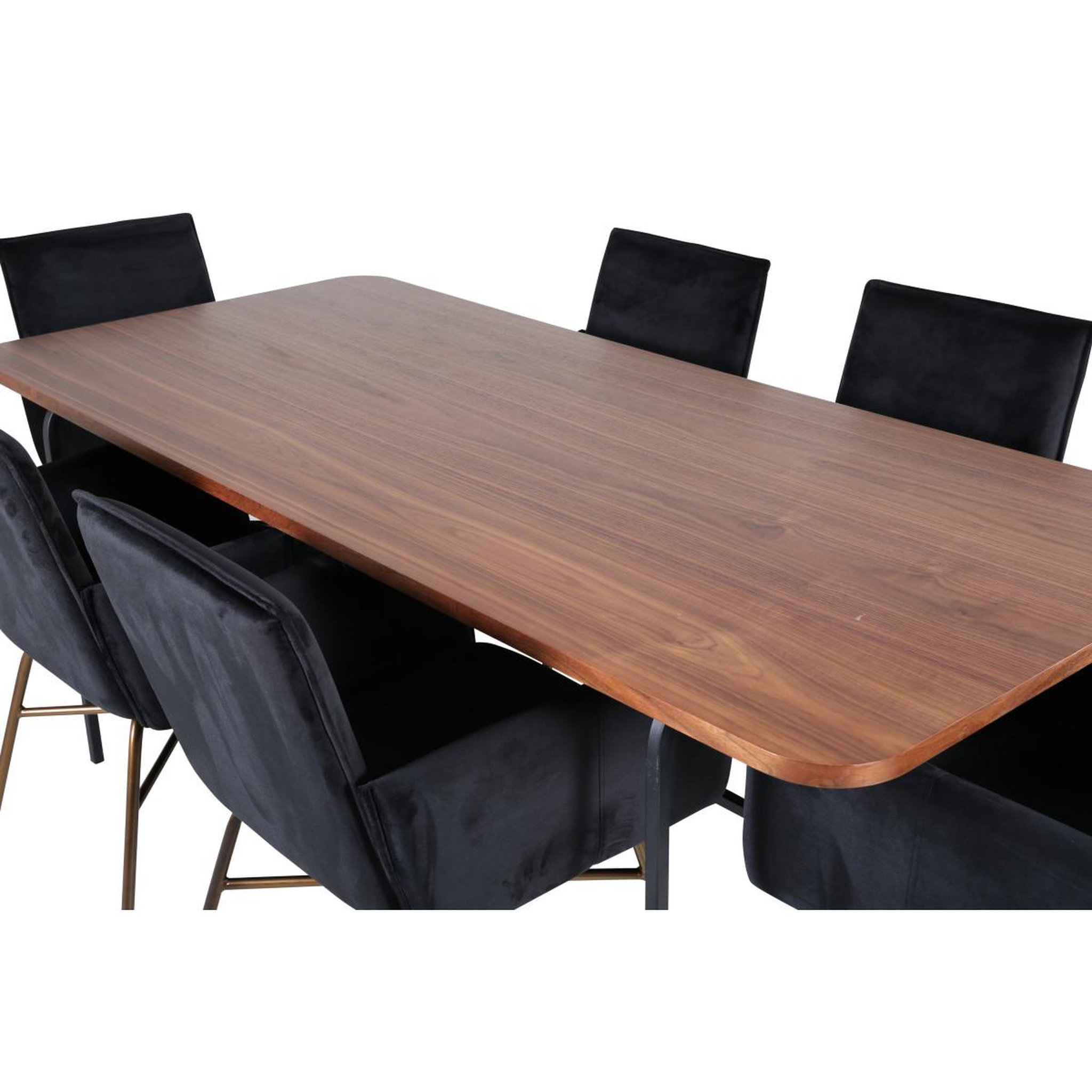 Voir la diapositive 3 : Paris Prix Ensemble table à manger & 6 chaises  uno & petra  200cm noir, cuivre & marron