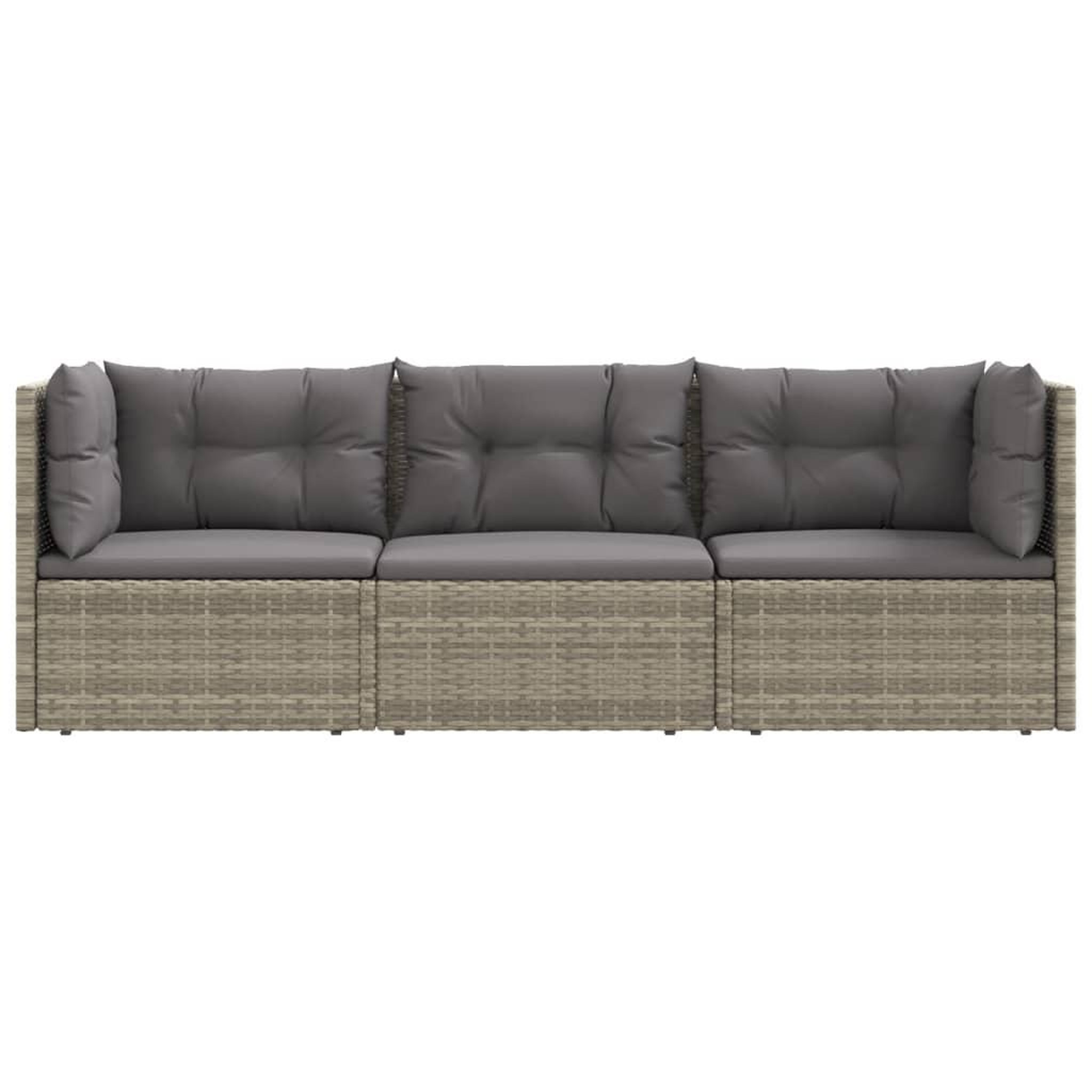 Voir la diapositive 4 : VIDAXL Salon de jardin 3 pcs avec coussins Gris Resine tressee